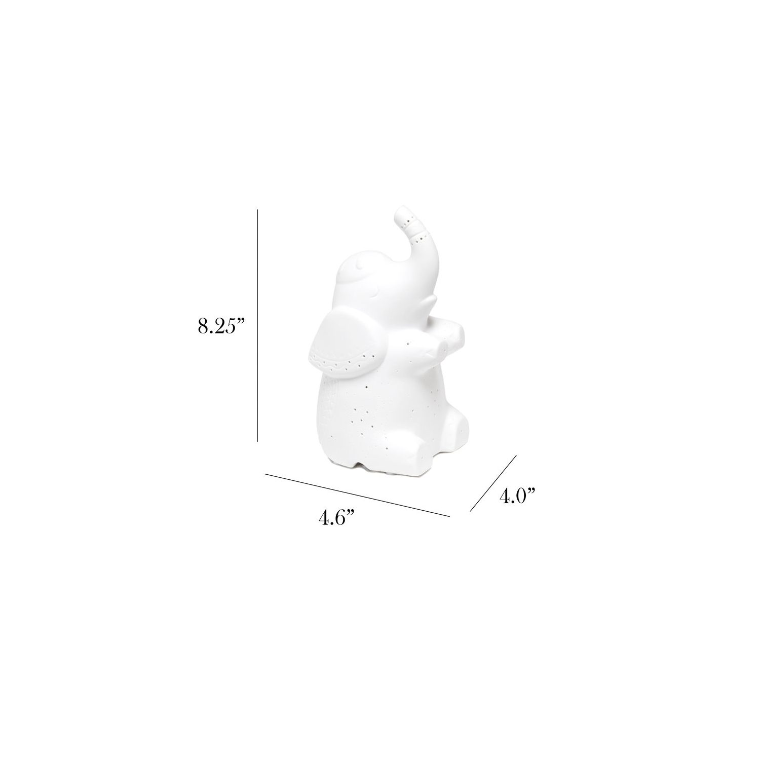 Simple Designs Ceramic Elephant Table Lamp in White
