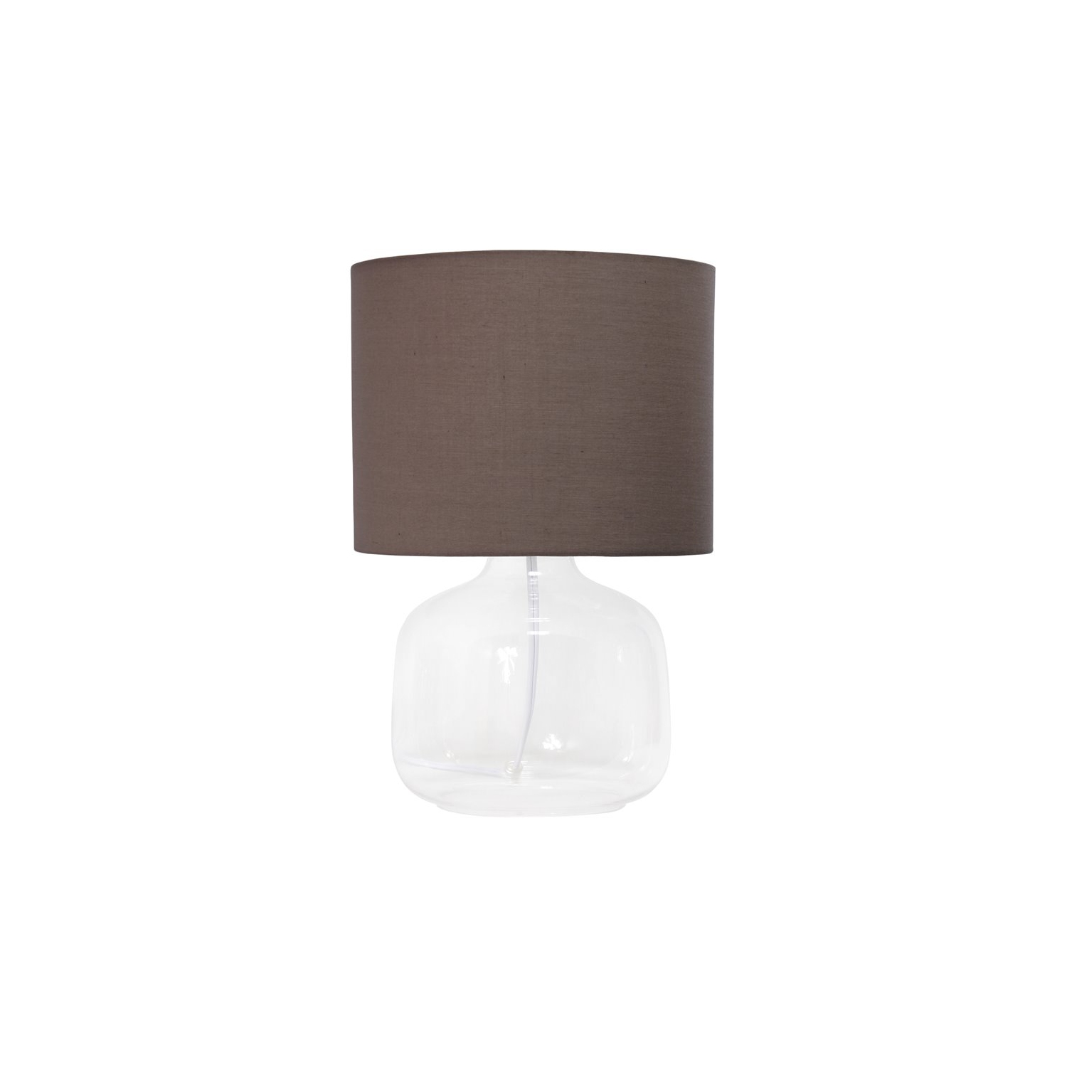 Simple Designs Glass Table Lamp in Clear with Gra y Shade