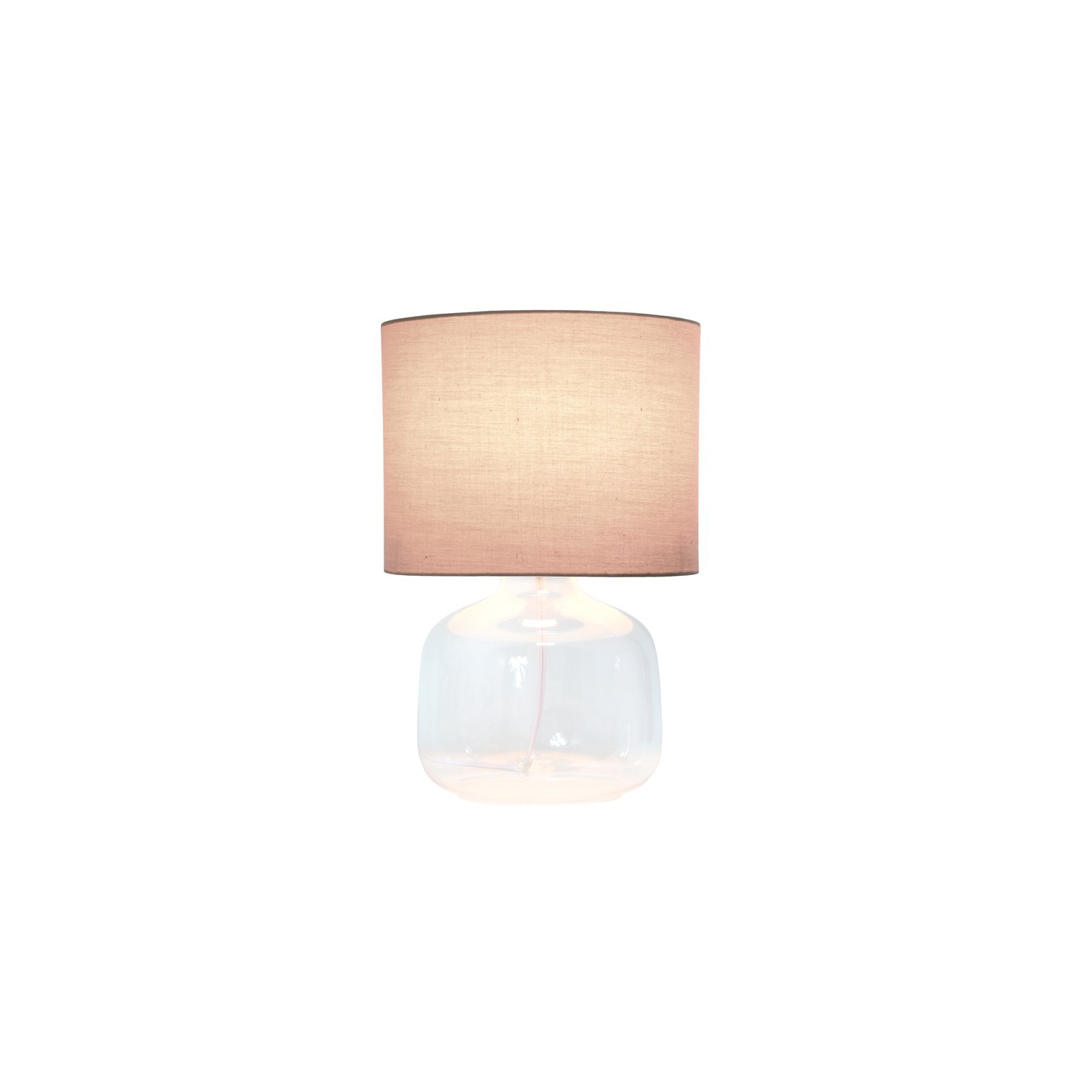 Simple Designs Glass Table Lamp in Clear with Gra y Shade