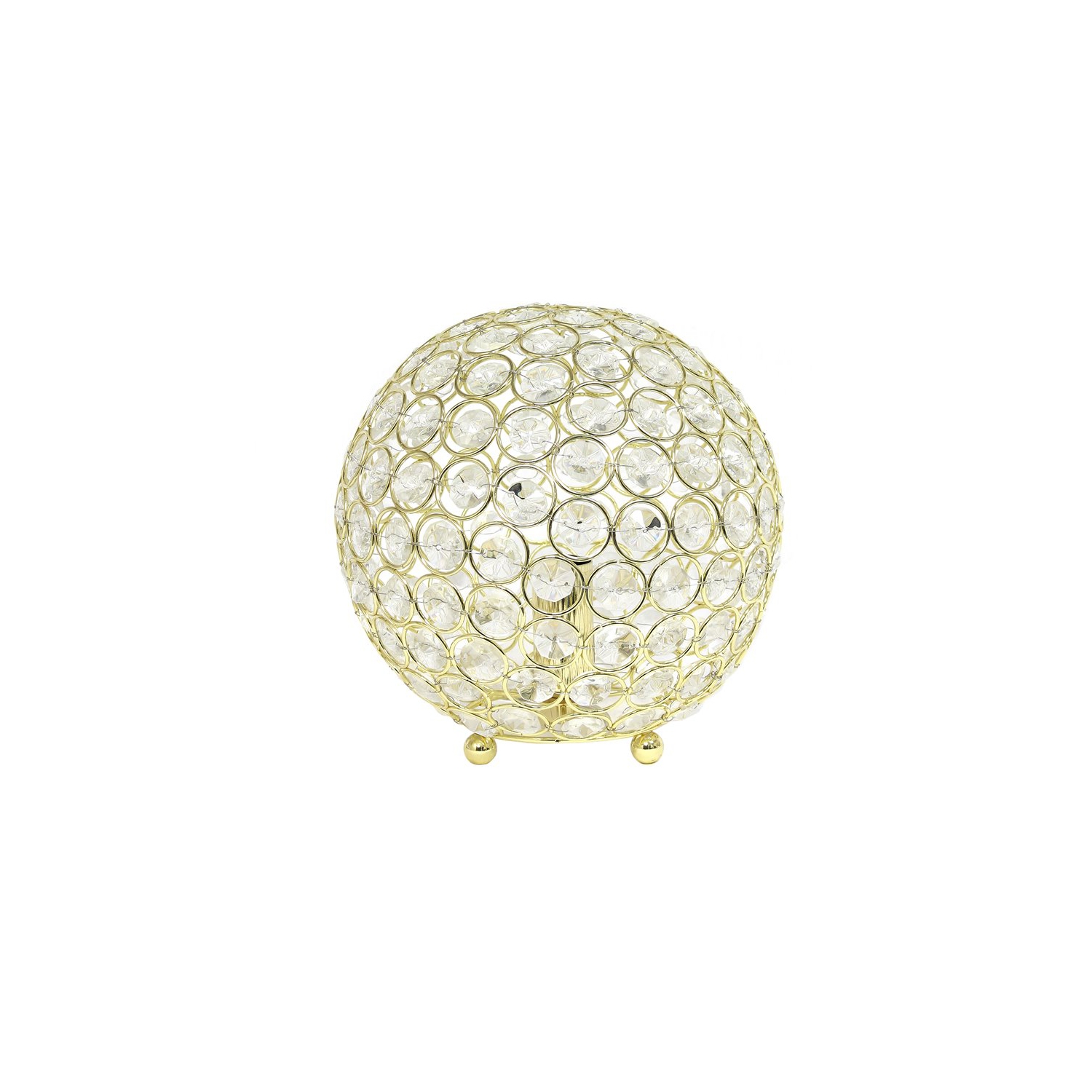 Elegant Designs Metal 8" Ellipse Sequin Crystal Ball Table Lamp in Gold
