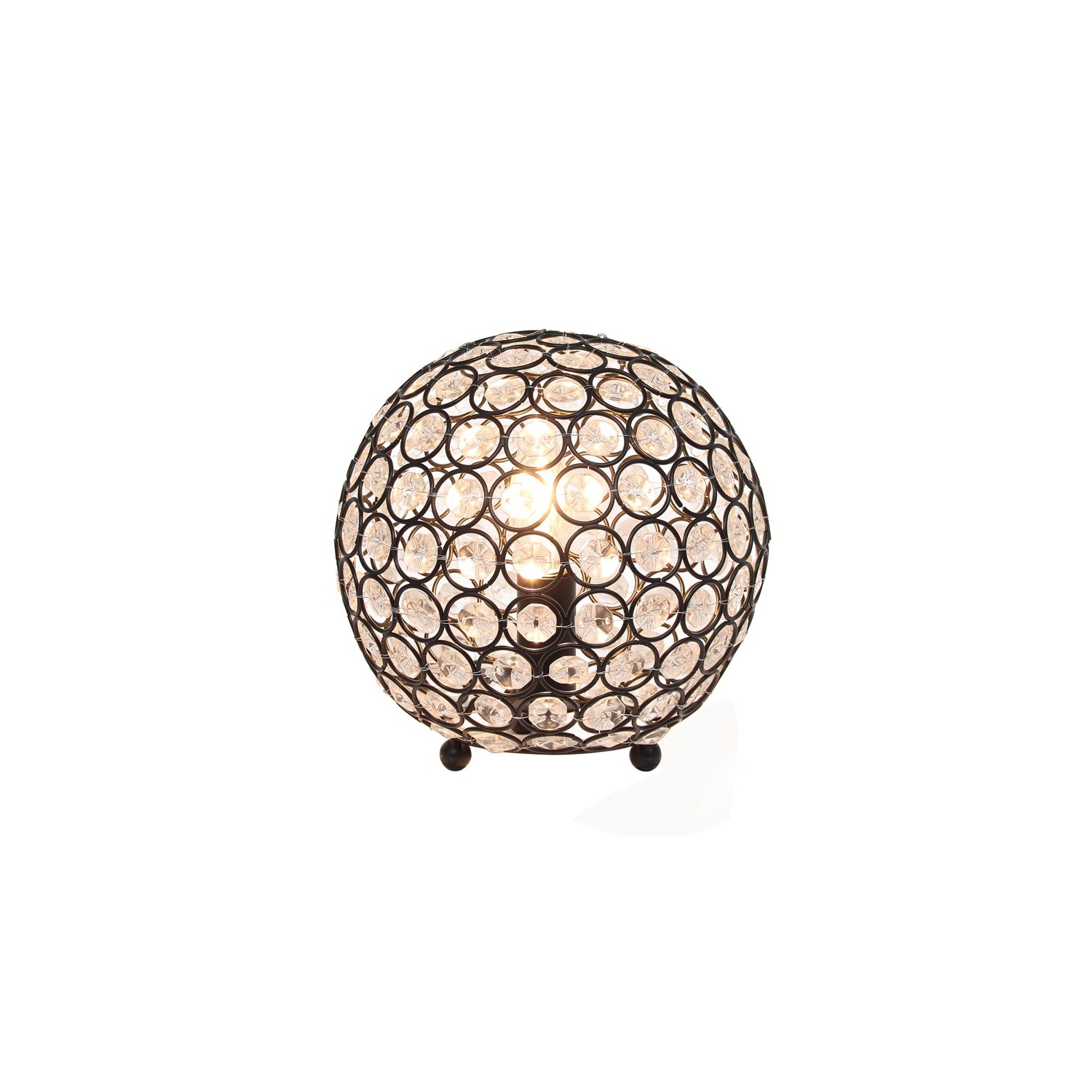 Elegant Designs Metal 8" Ellipse Sequin Crystal Ball Table Lamp in Bronze