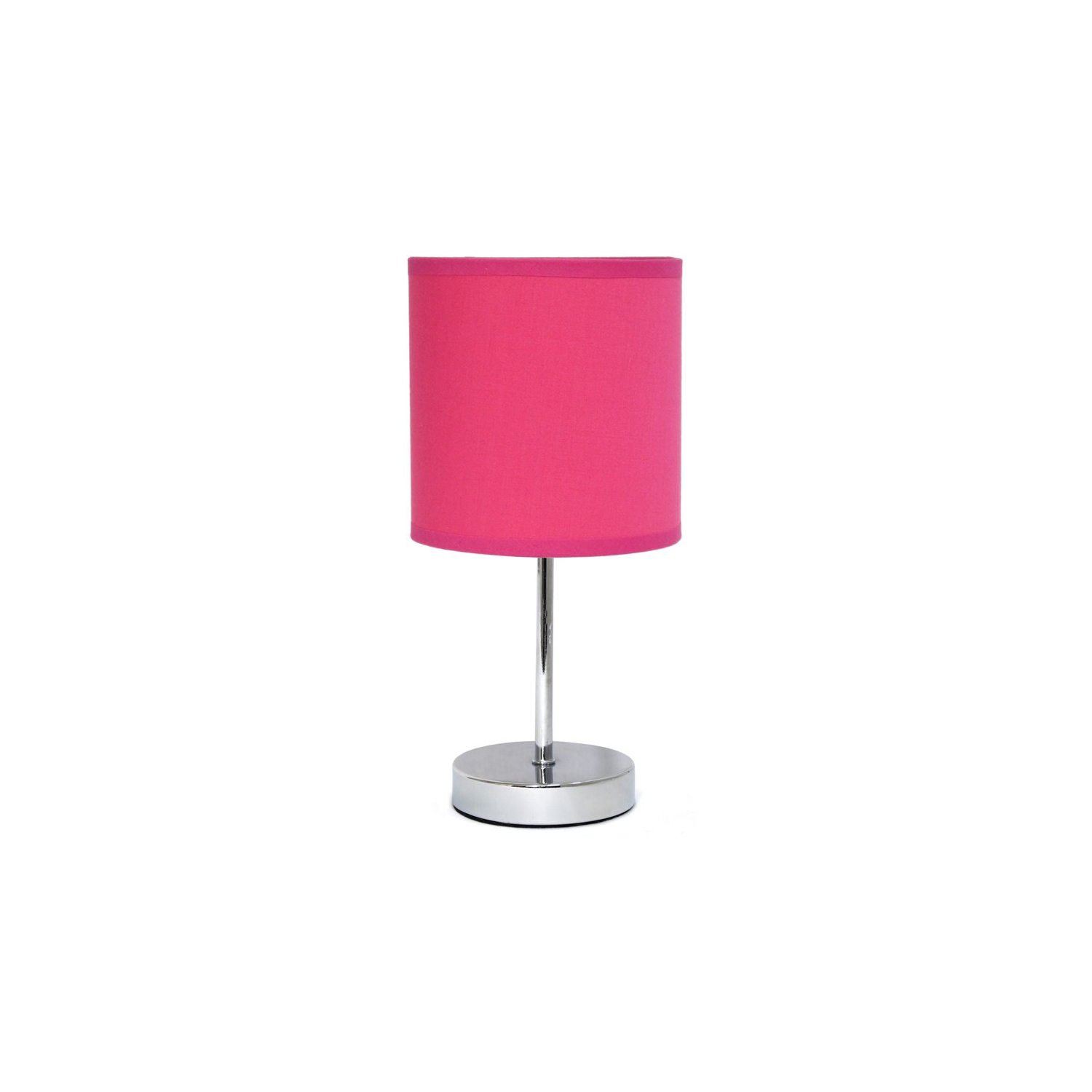 Simple Designs Chrome Metal Basic Table Lamp with Hot Pink Shade