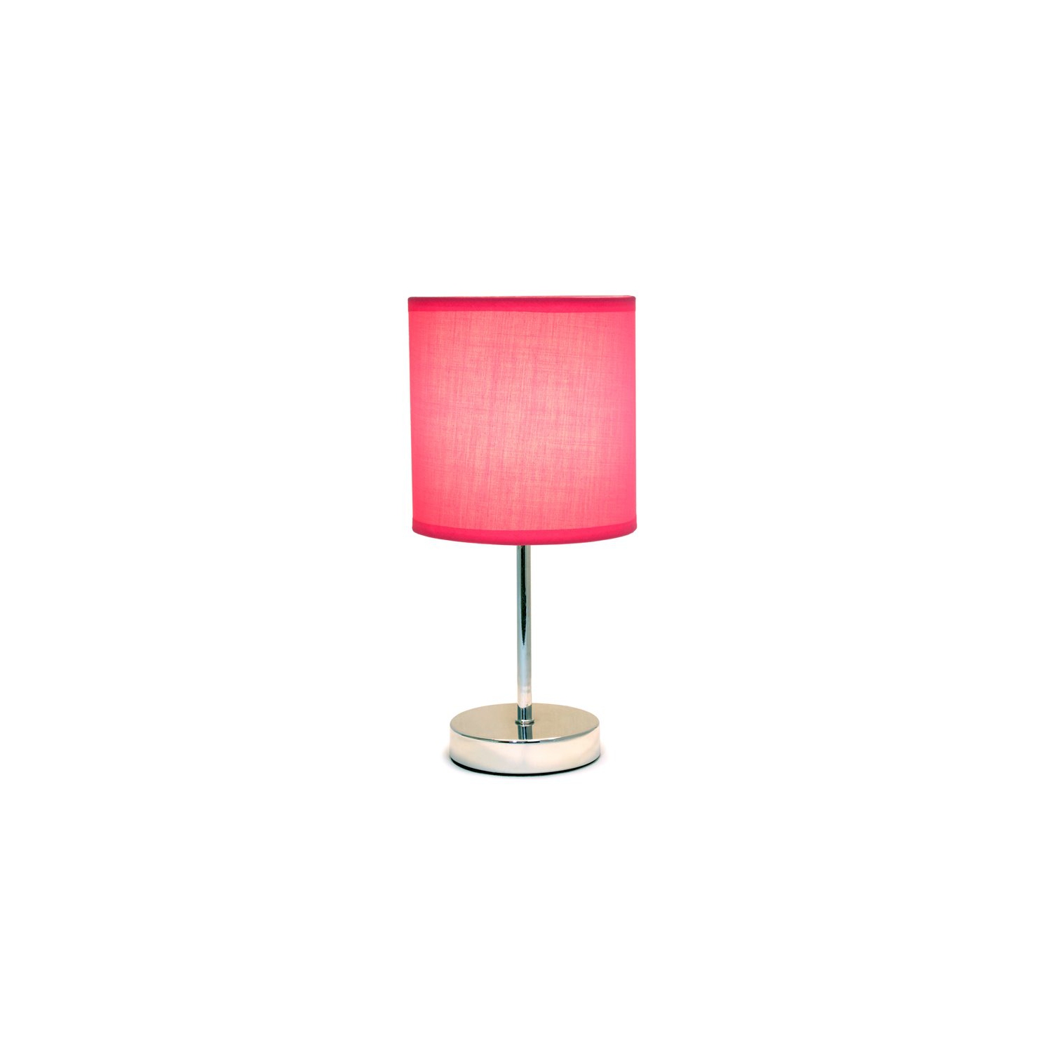 Simple Designs Chrome Metal Basic Table Lamp with Hot Pink Shade