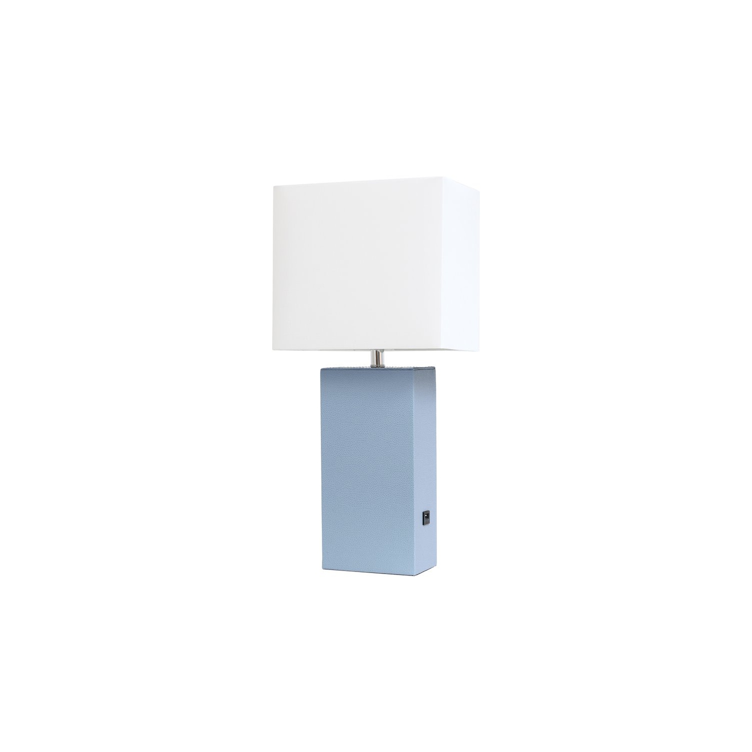 Elegant Designs Leather Table Lamp w/ USB Port in Periwinkle with White Shade