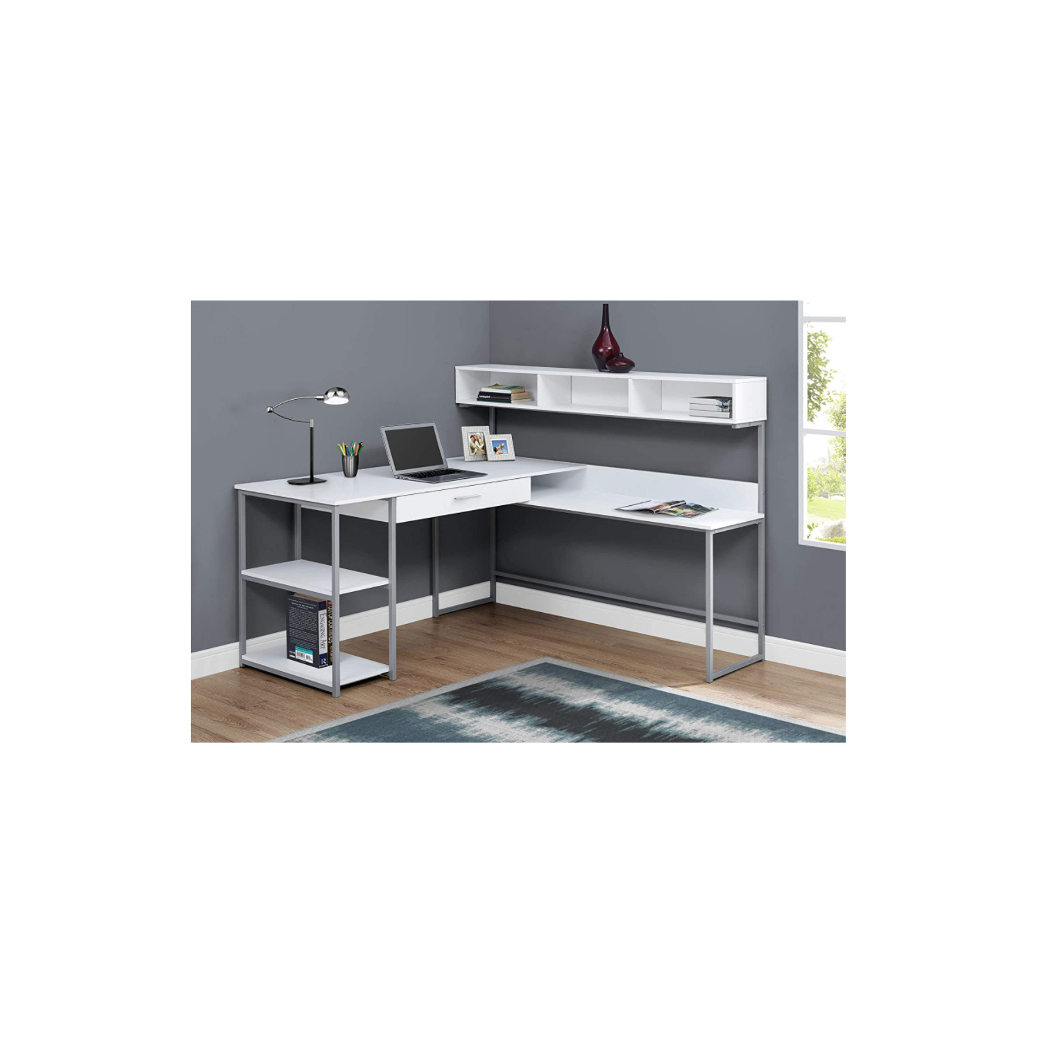 Monarch Specialties Computer Desk - White/Silver