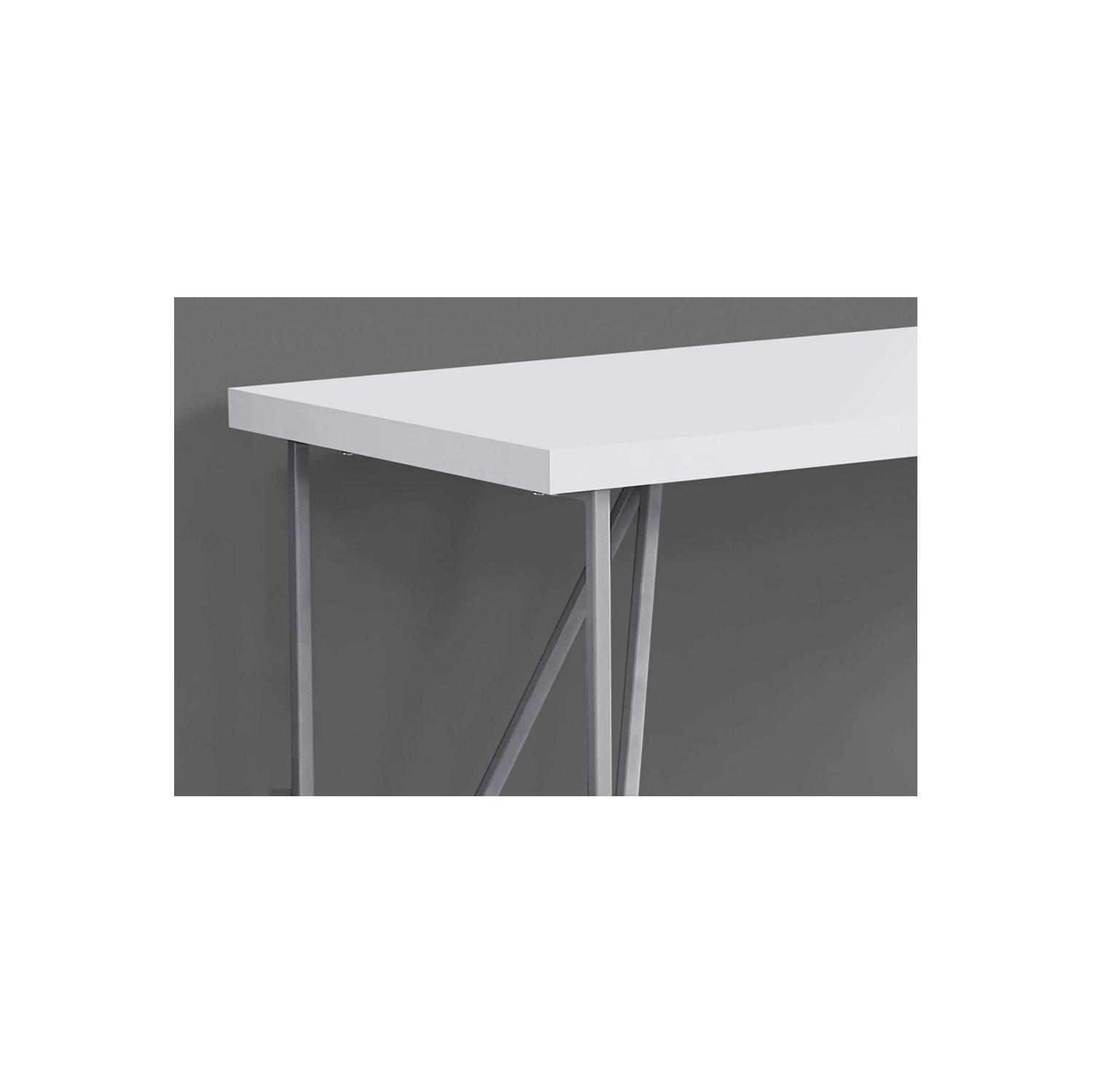 COMPUTER DESK - 48"L / WHITE / SILVER METAL