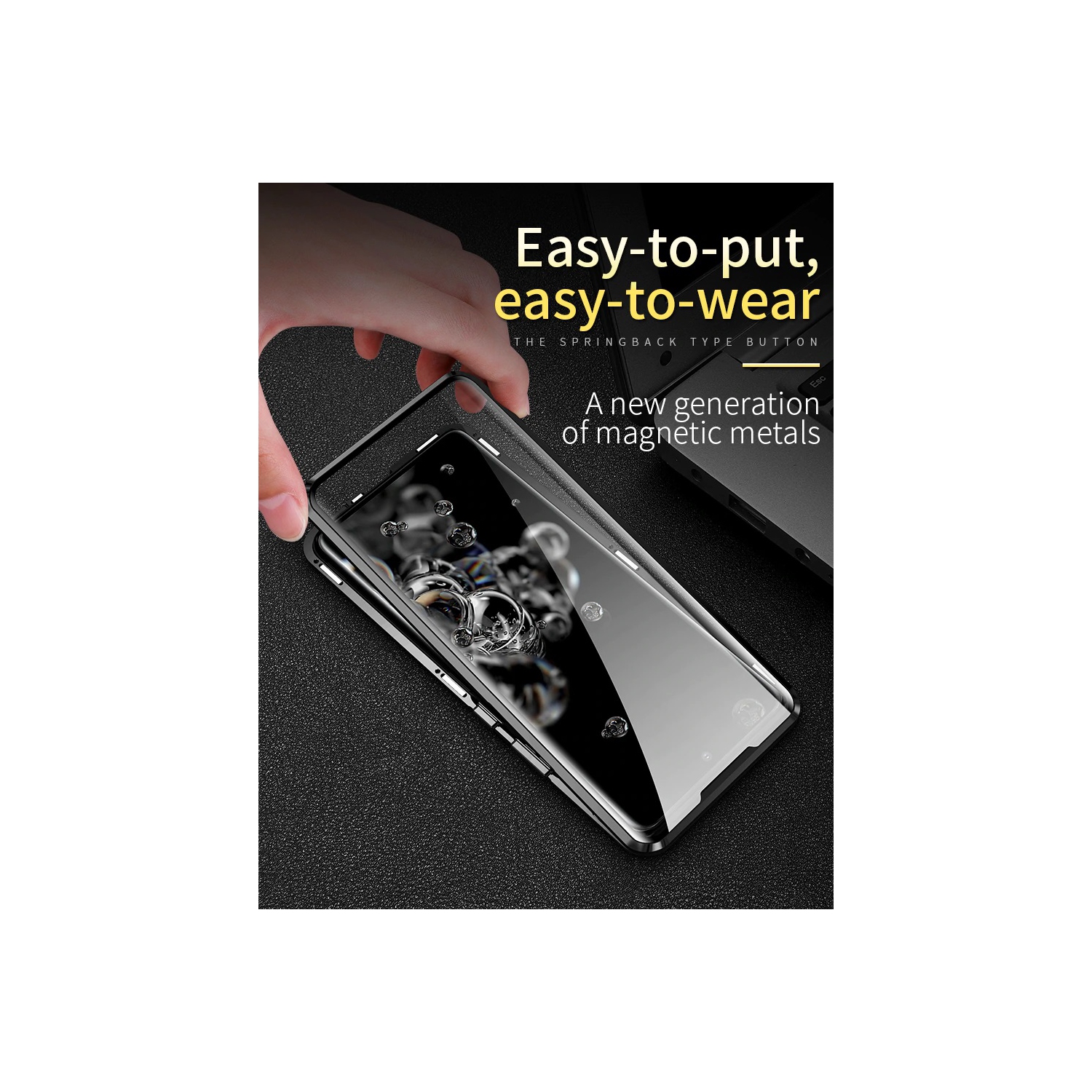 Couvercle magnétique en métal et verre trempé transparent à 360° à l’avant et à l’arrière pour NOTE 20 ULTRA DE SAMSUNG