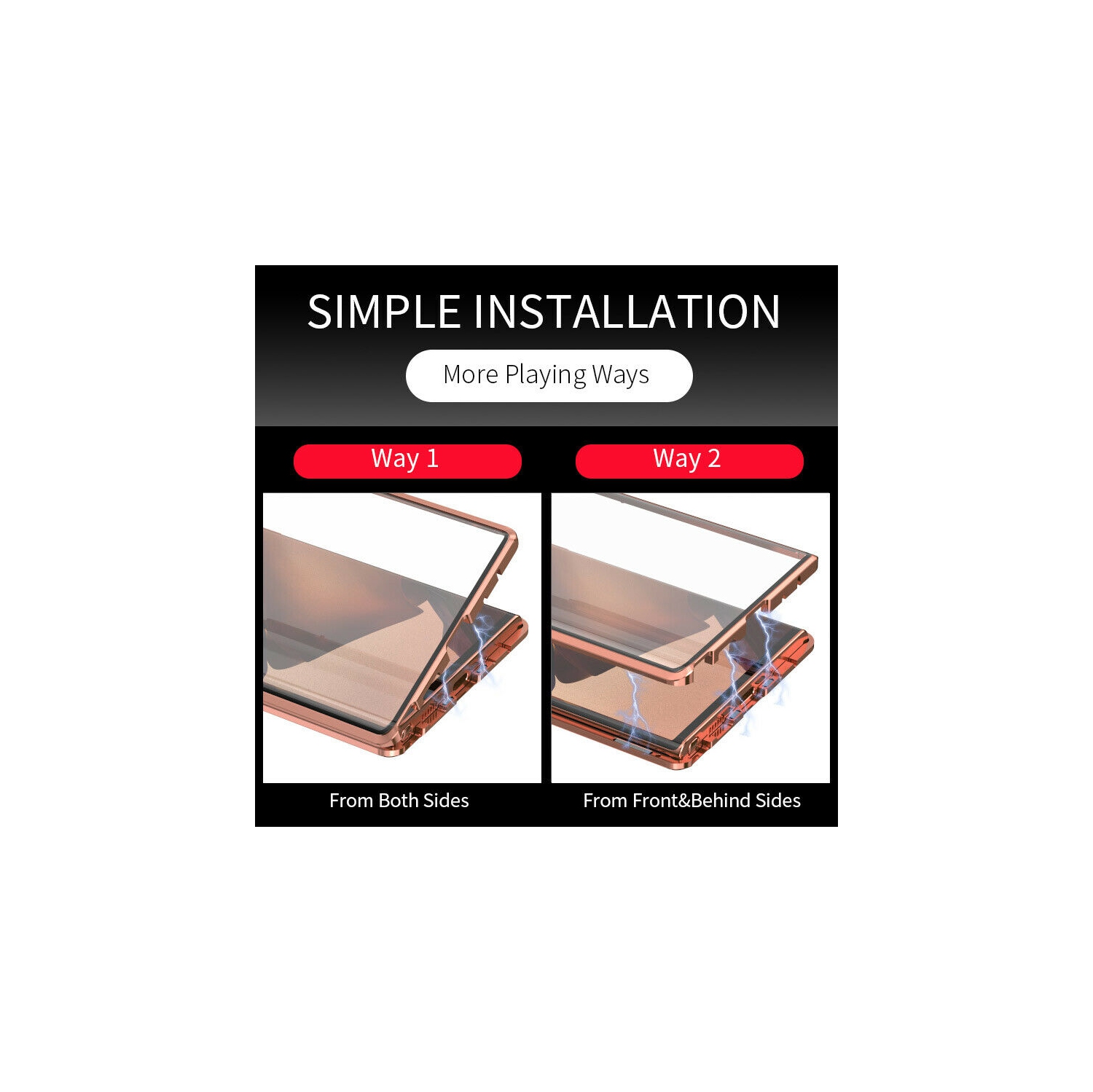 Couvercle magnétique en métal et verre trempé transparent à 360° à l’avant et à l’arrière pour NOTE 20 ULTRA DE SAMSUNG