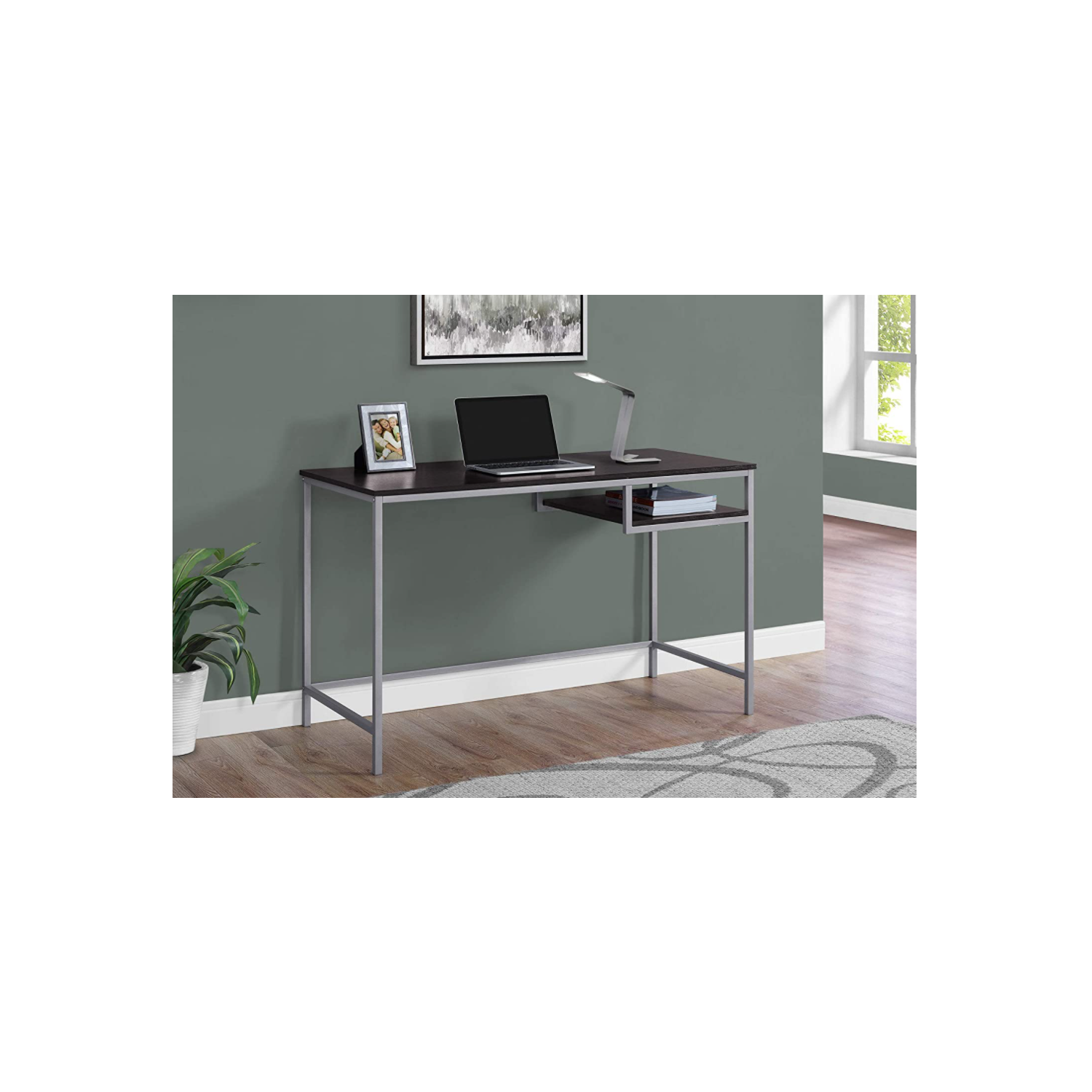 Computer DESK-48 L/Cappuccino/Silver Metal