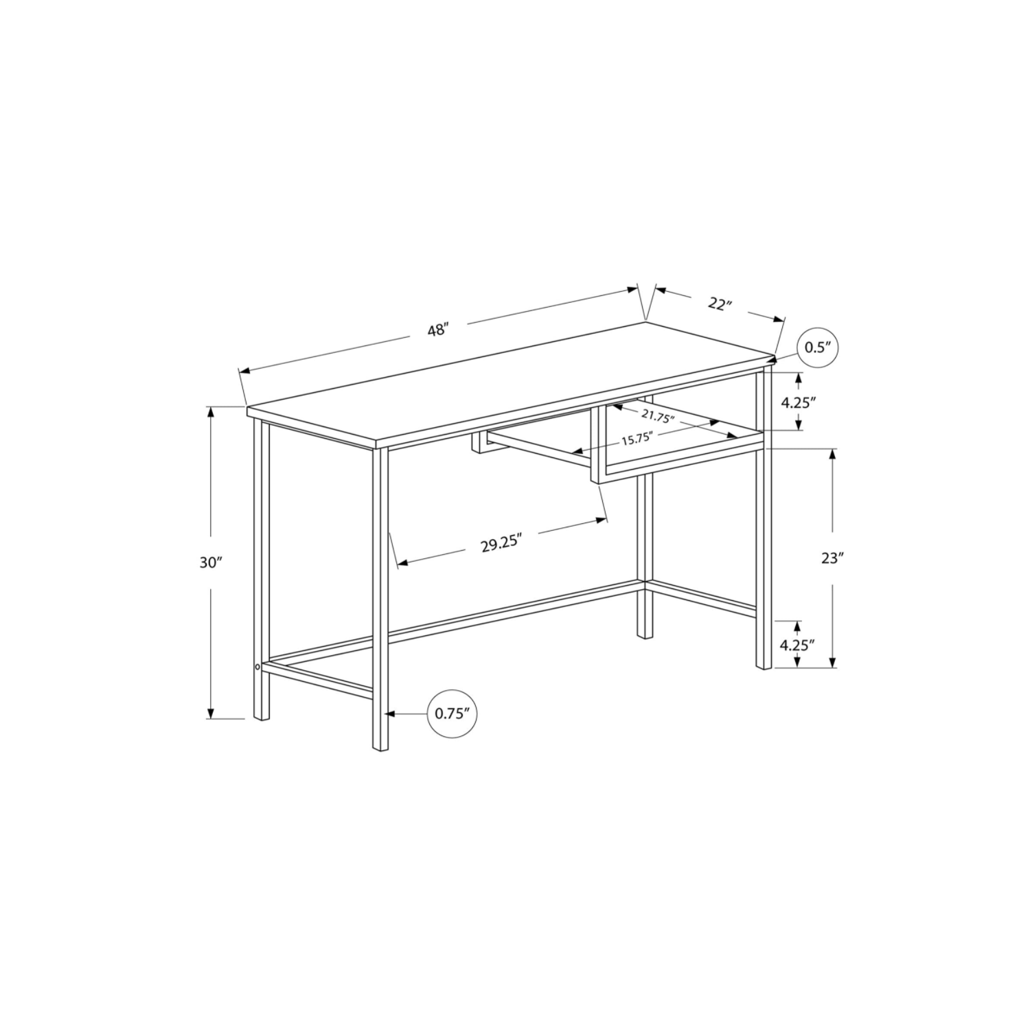 Computer DESK-48 L/Cappuccino/Silver Metal