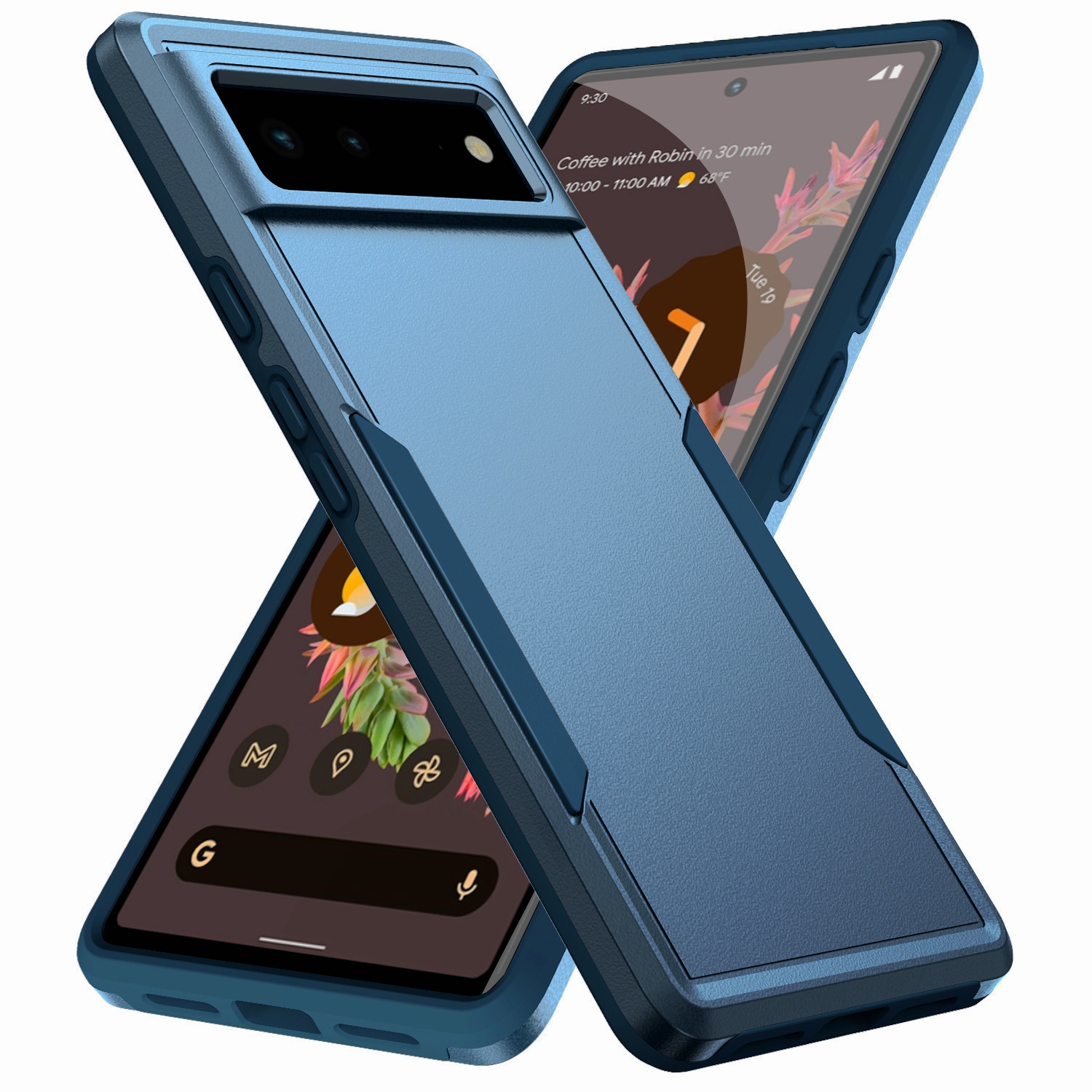 TopSave – nouveau style Matt Polish PC+TPU 2-en-1 mince, léger, robuste, étui protecteur Armor pour Google Pixel 6A, bleu marine