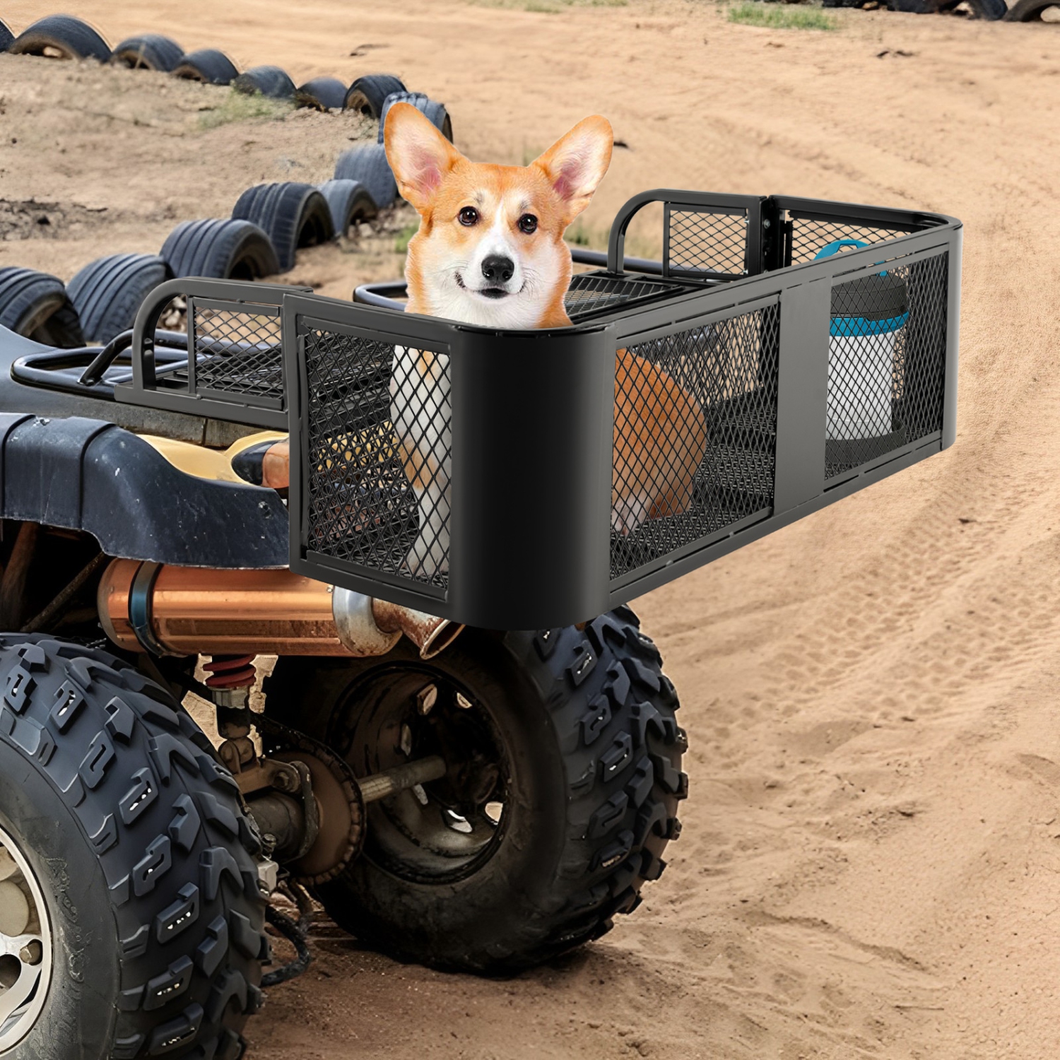 Costway ATV UTV Universal Rear Drop Basket Rack Steel Cargo Hunting