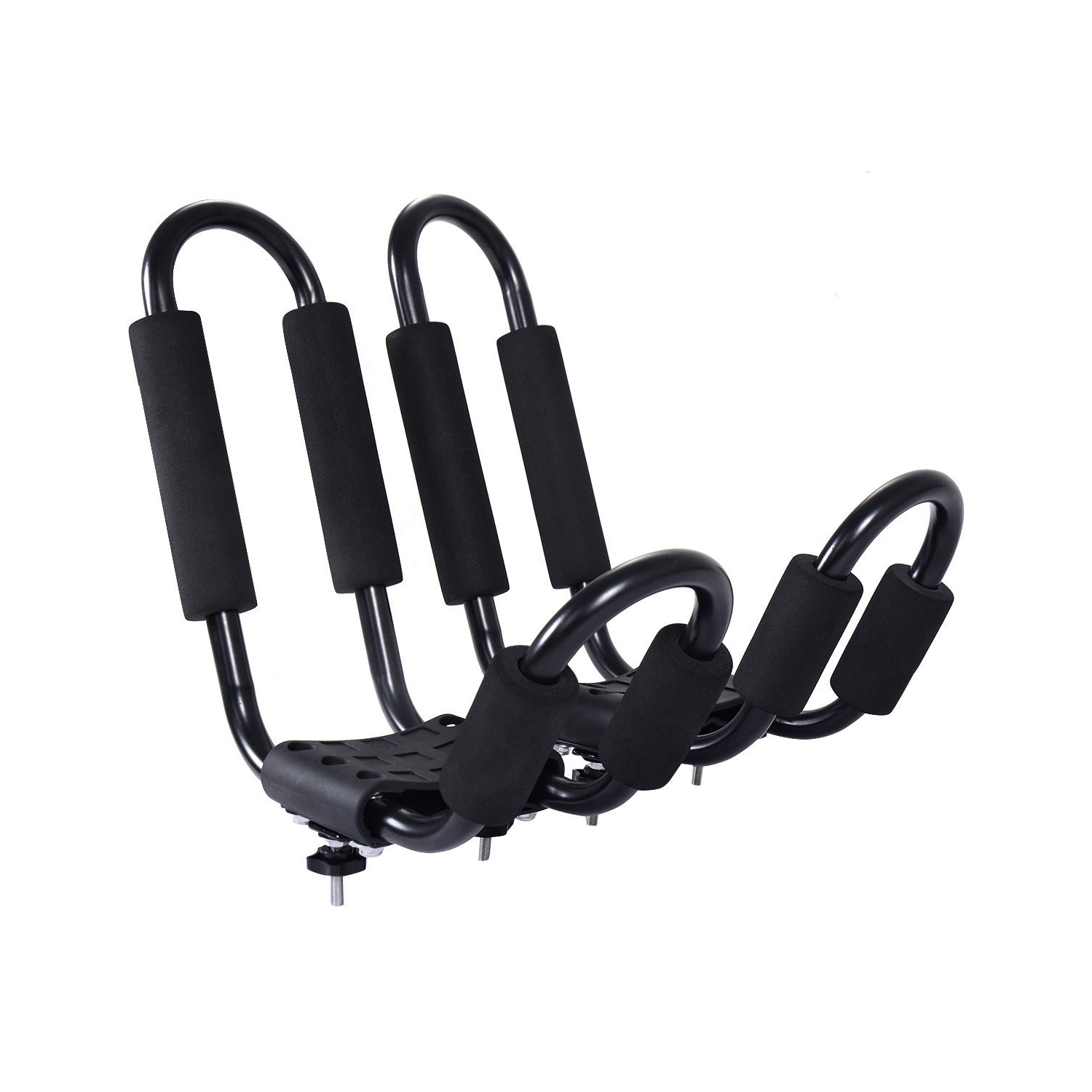 COSTWAY Lot de 4 Support de Kayak Barres de Toit de Voiture pour Kayaks Transport en Sécurité en Forme de U Anti-Friction pour Voyager 36 x 20 x 15