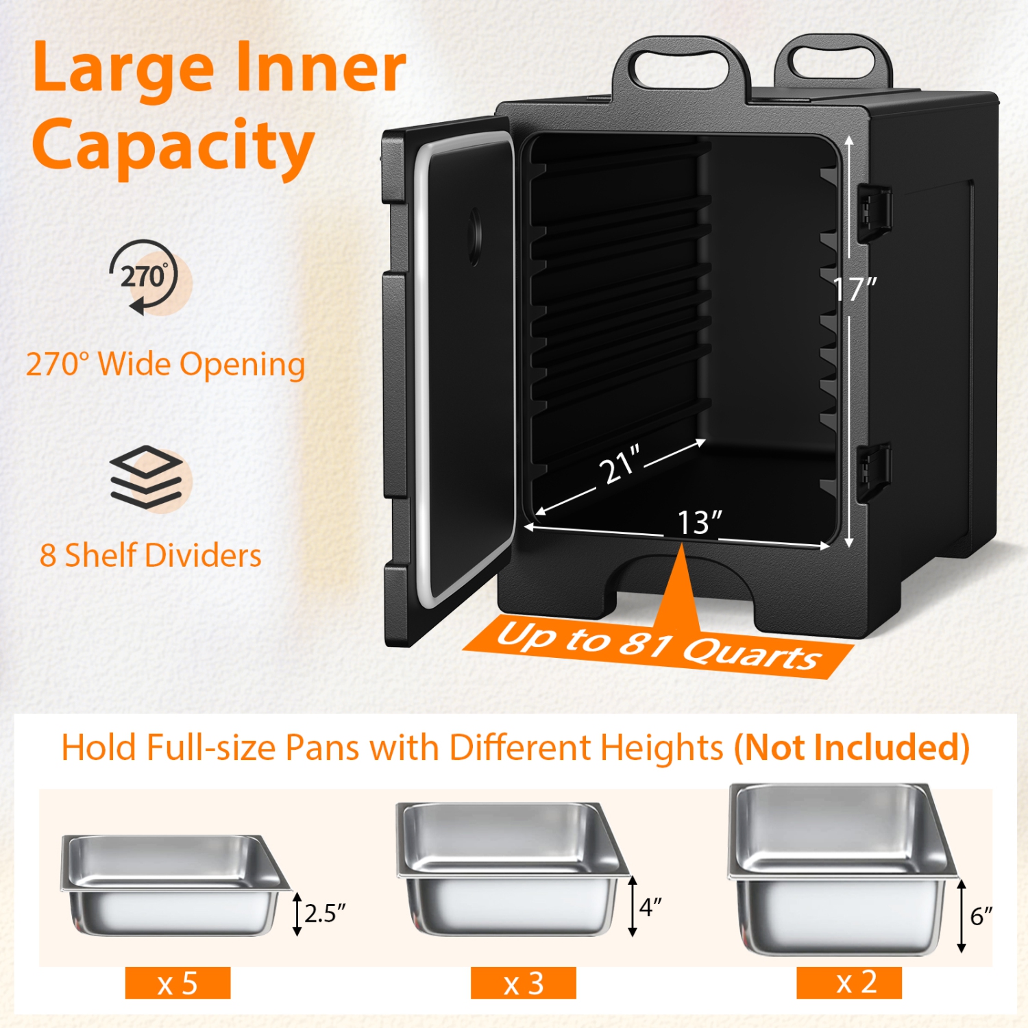 Costway End-Loading Insulated Food Pan Carrier Hot Cold