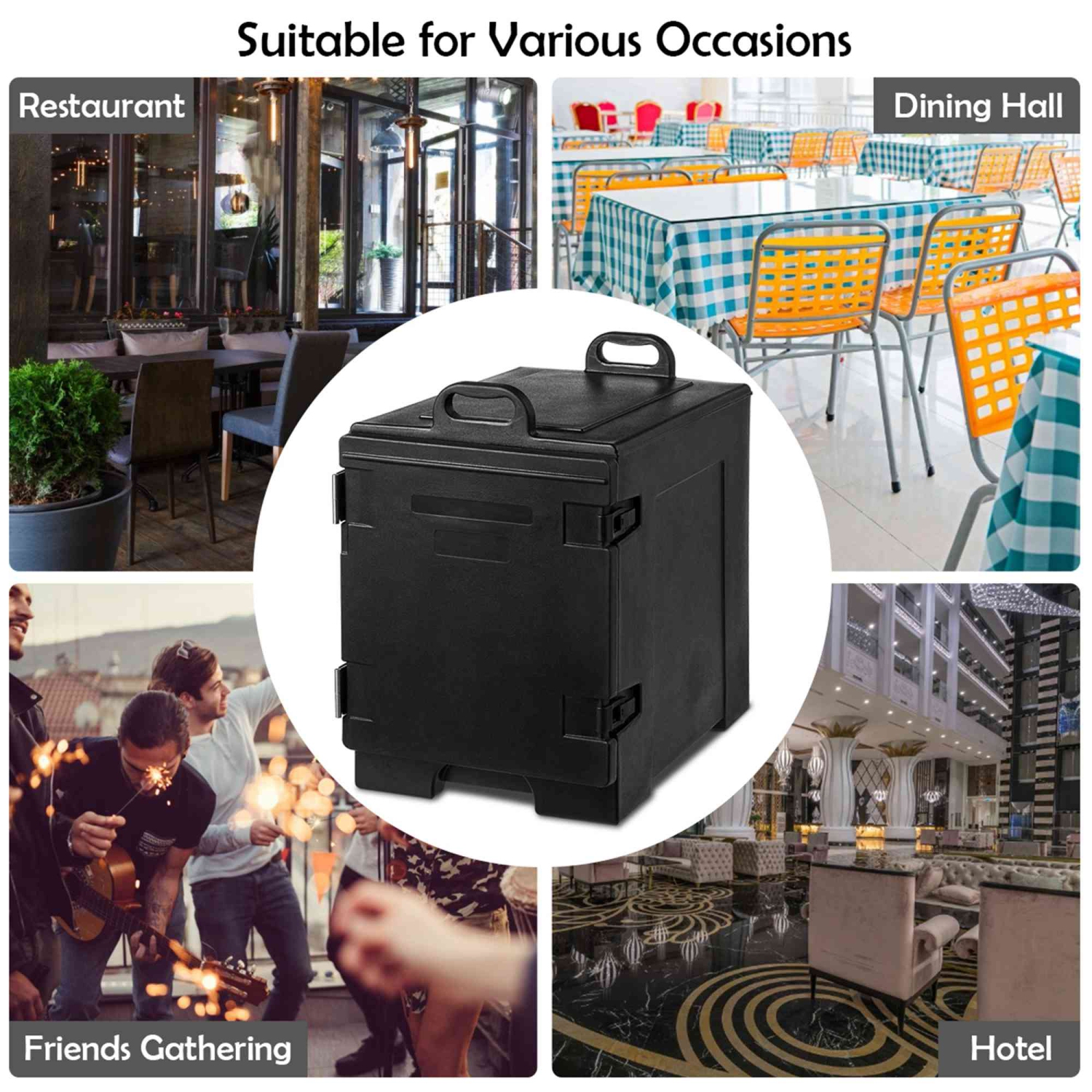 Costway End-Loading Insulated Food Pan Carrier 5 Food Pan Capacity