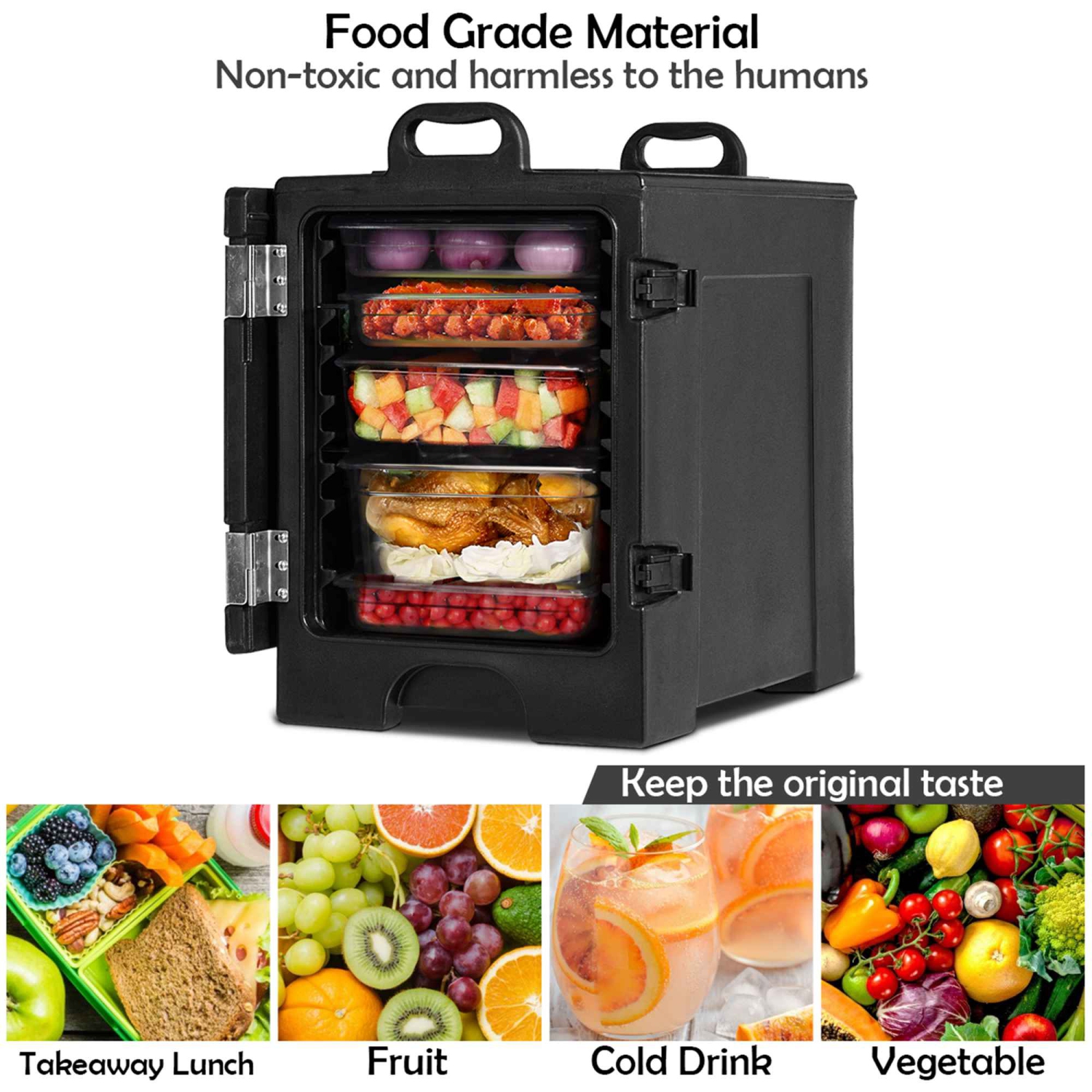 Costway End-Loading Insulated Food Pan Carrier 5 Food Pan Capacity