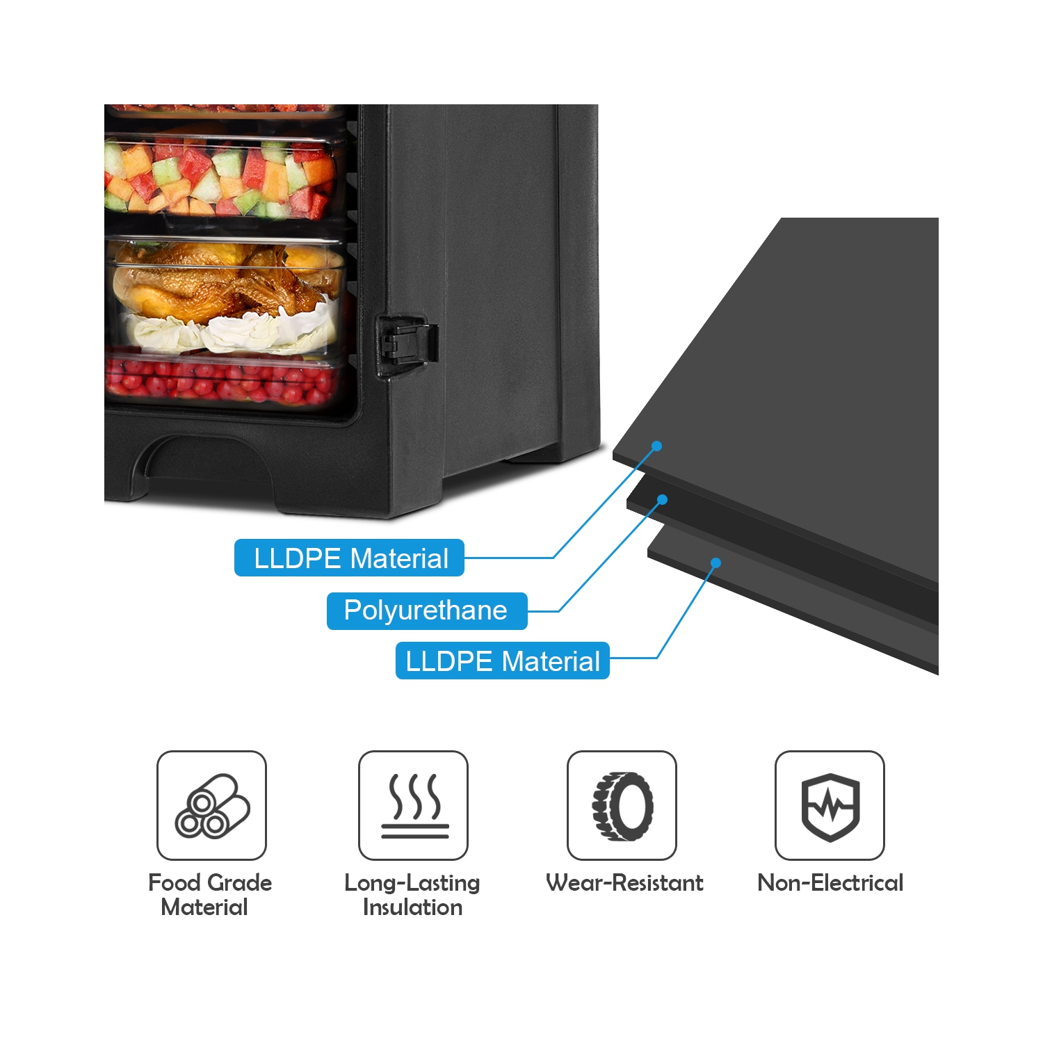 Costway End-Loading Insulated Food Pan Carrier 5 Food Pan Capacity
