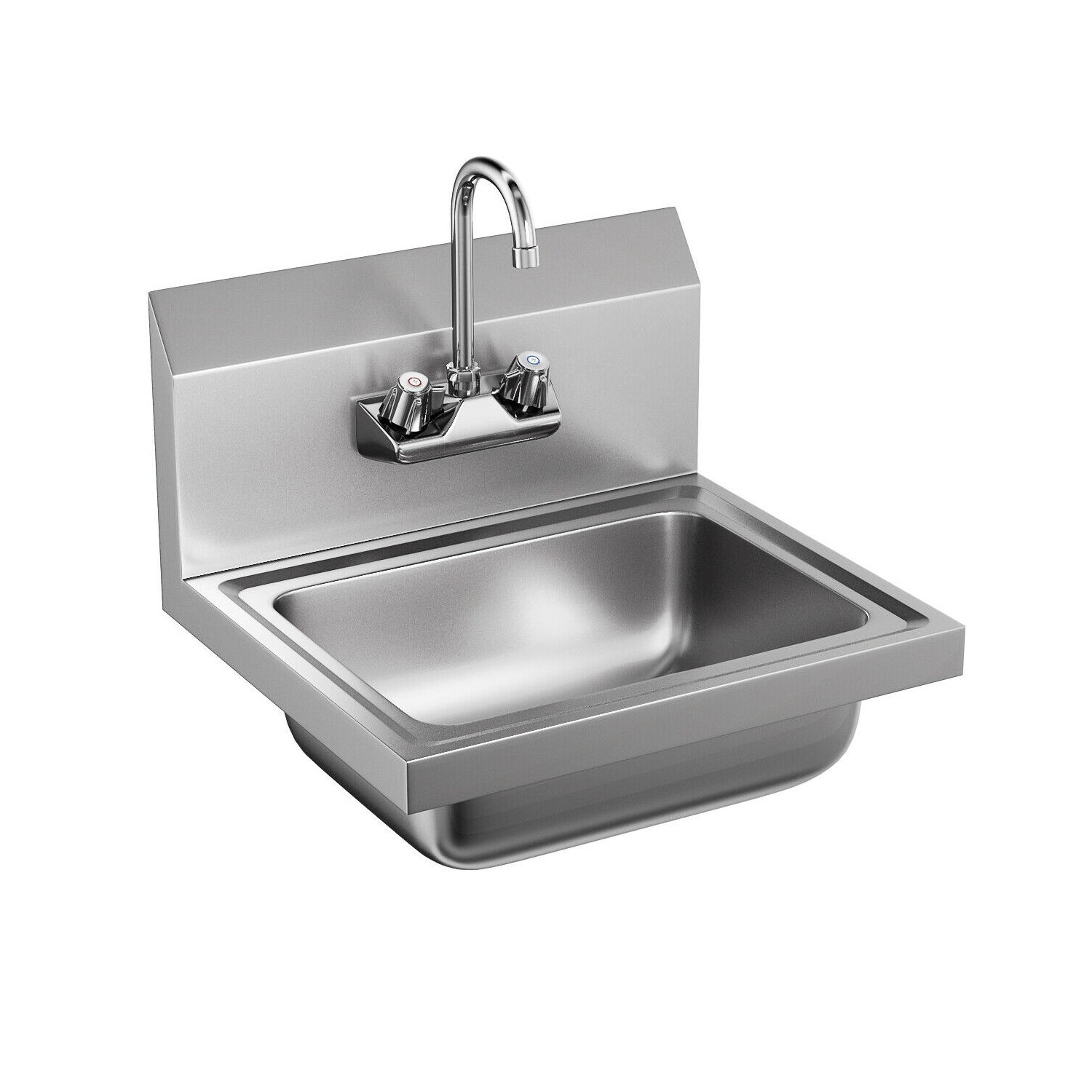 Costway Commercial Stainless Steel Wall Mount Hand Washing Wash Sink Basin with Faucet