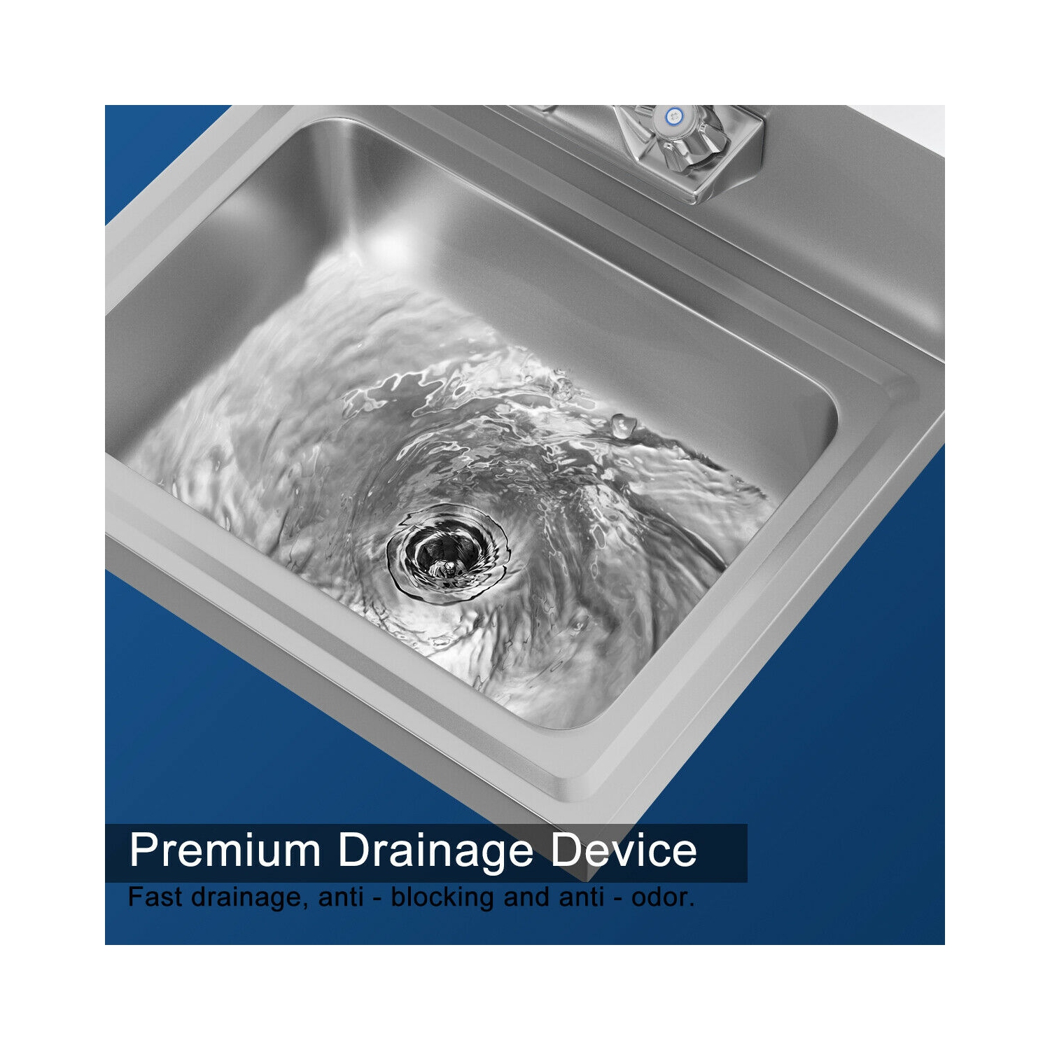 Costway Commercial Stainless Steel Wall Mount Hand Washing Wash Sink Basin with Faucet