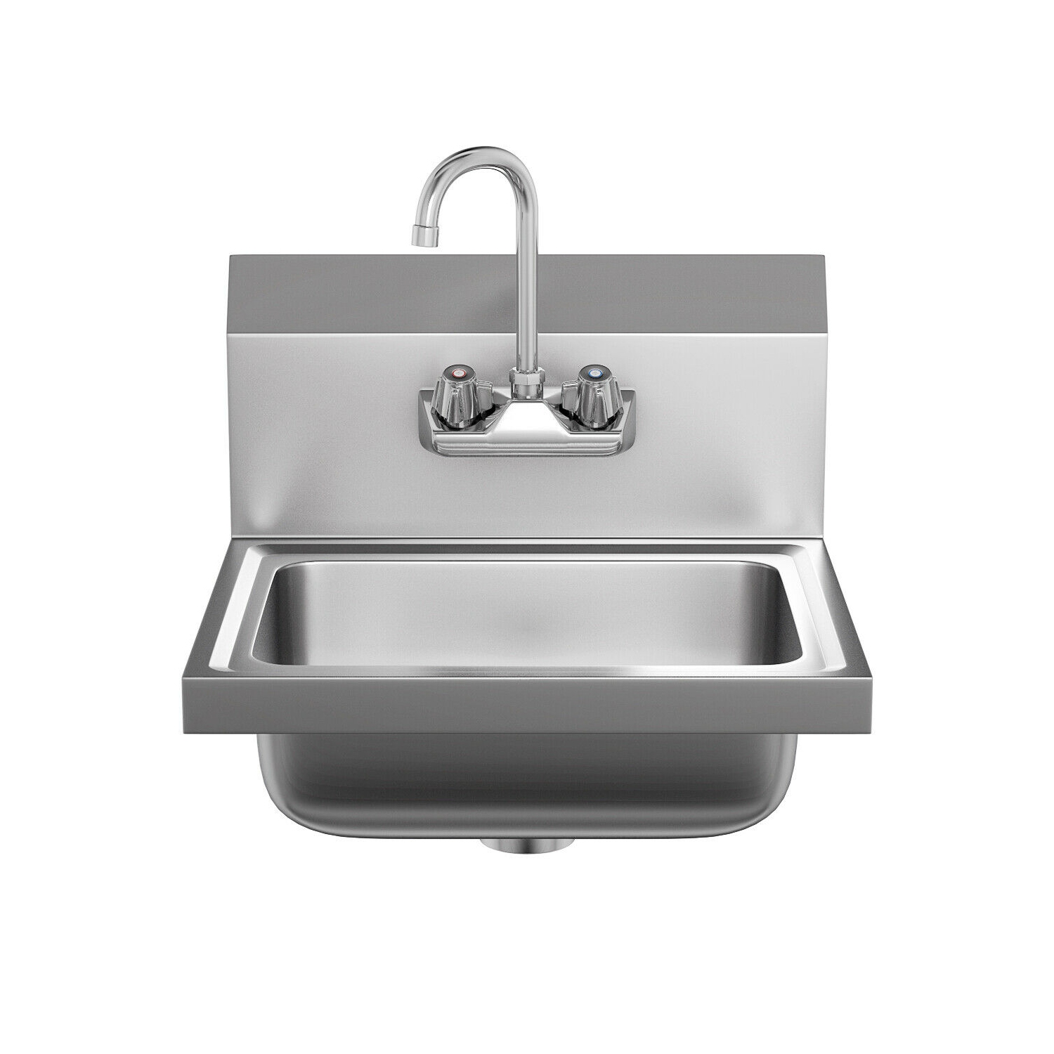 Costway Commercial Stainless Steel Wall Mount Hand Washing Wash Sink Basin with Faucet