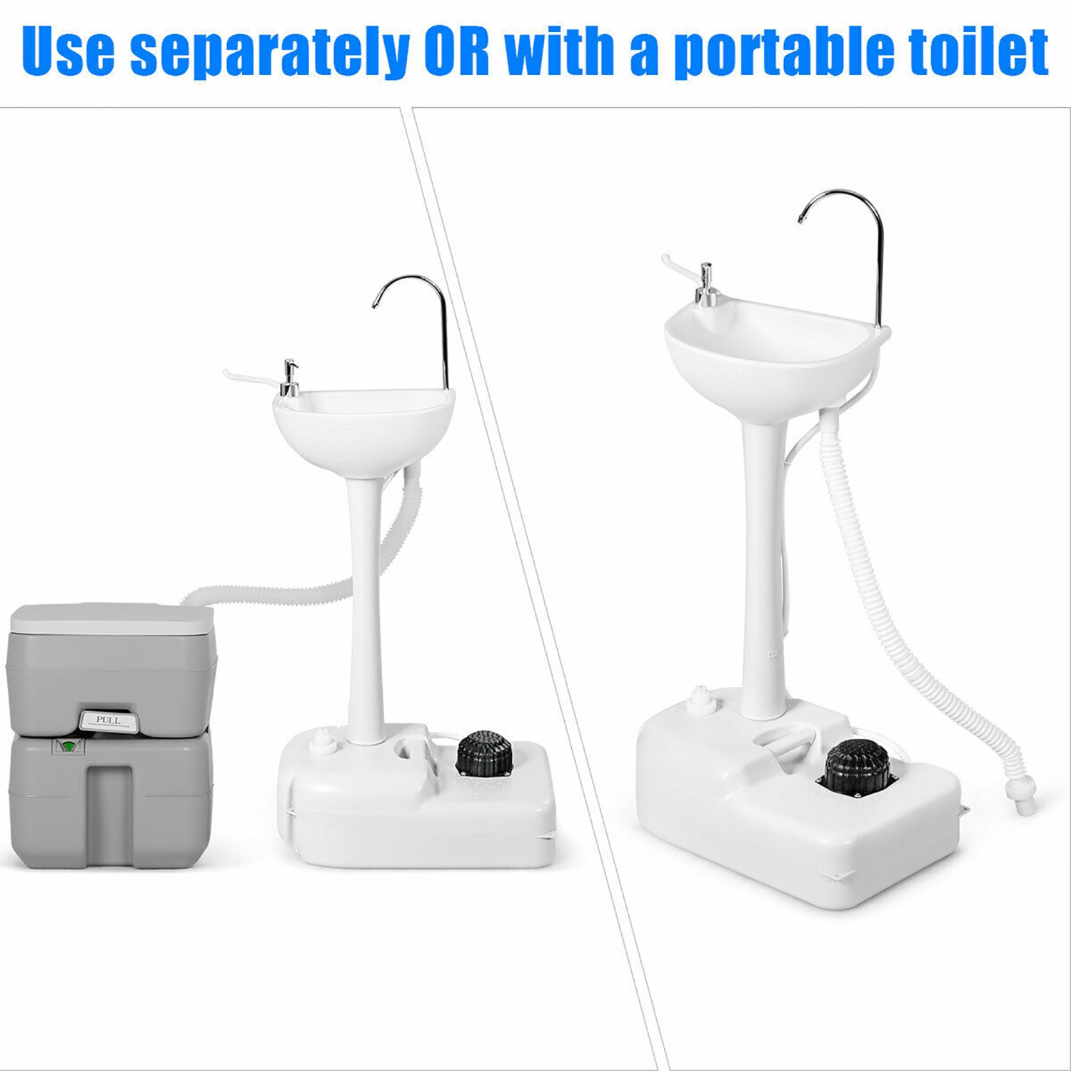 Costway Portable Wash Sink Camping Hand Wash Station Basin Stand w/ 4.5 Gallon Tank