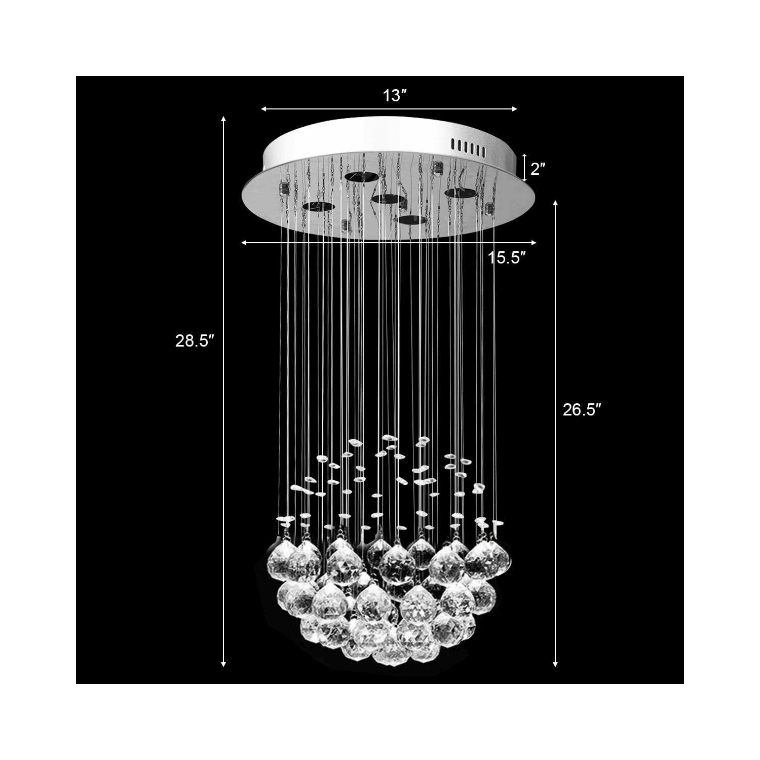 Costway Crystal Chandelier Flush Mount Modern Pendant Lamp w/ Shiny Crystal Balls