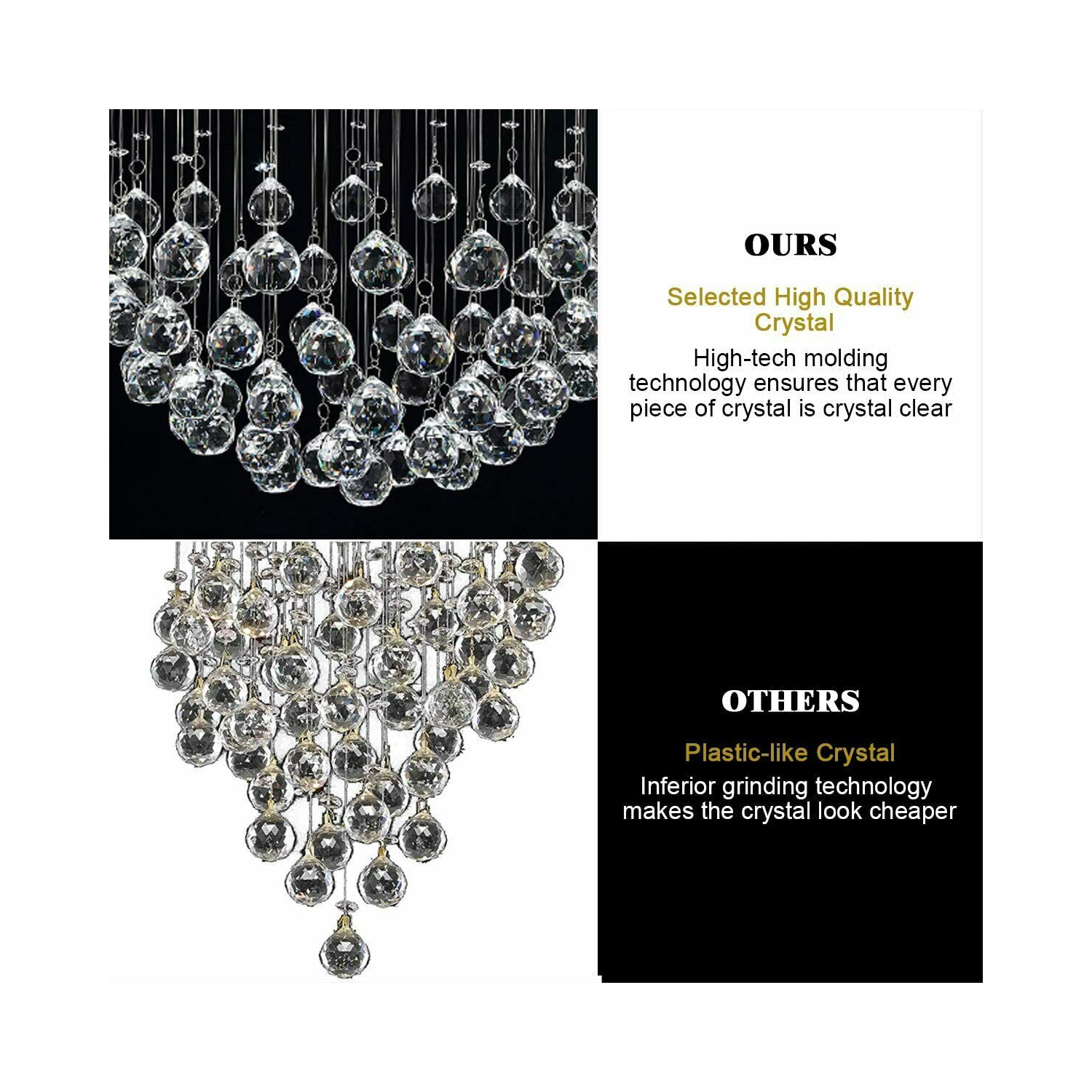 Costway Crystal Chandelier Flush Mount Modern Pendant Lamp w/ Shiny Crystal Balls