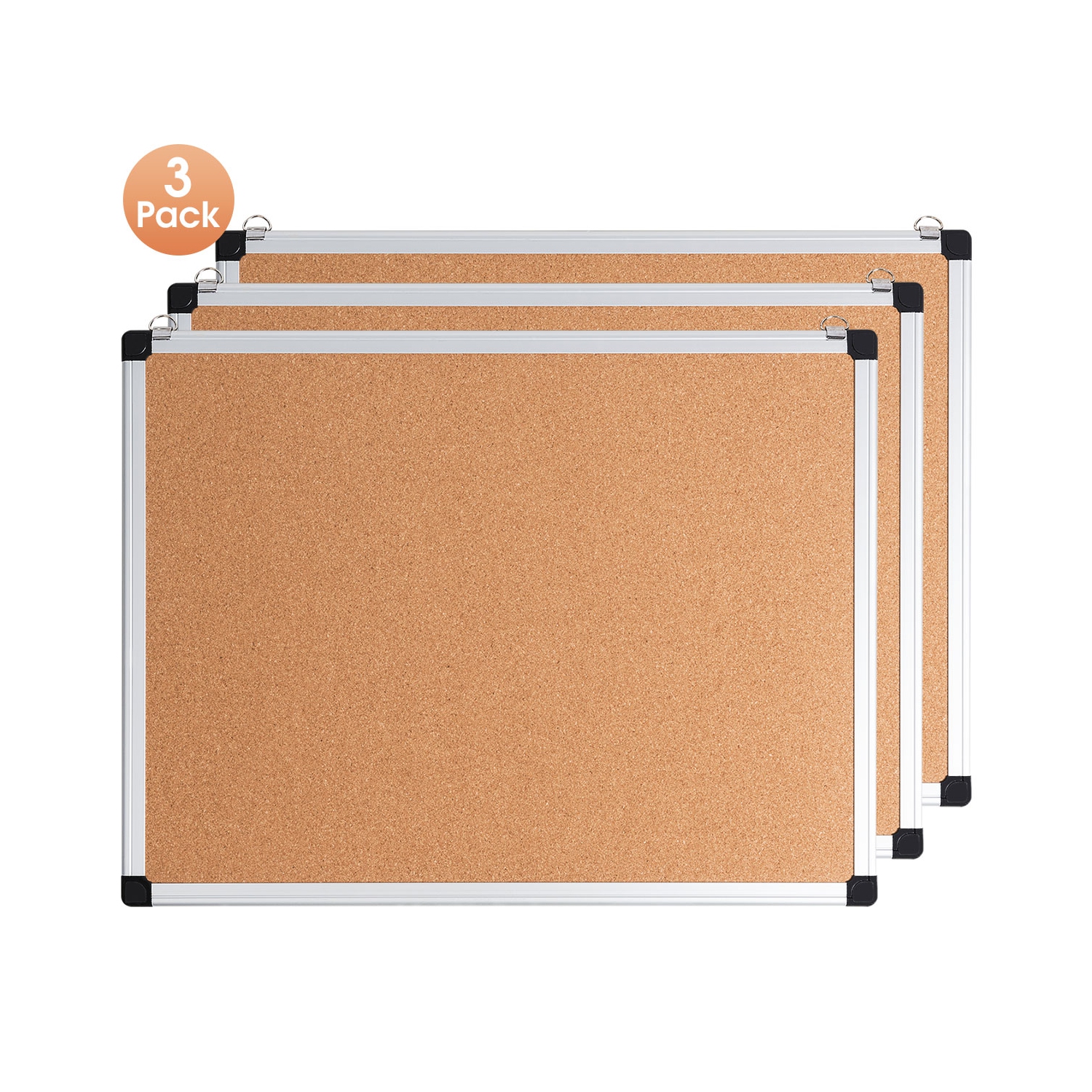 Ensemble de 3 tableaux d’affichage en liège 24 x 18 po de Costway avec cadre en aluminium