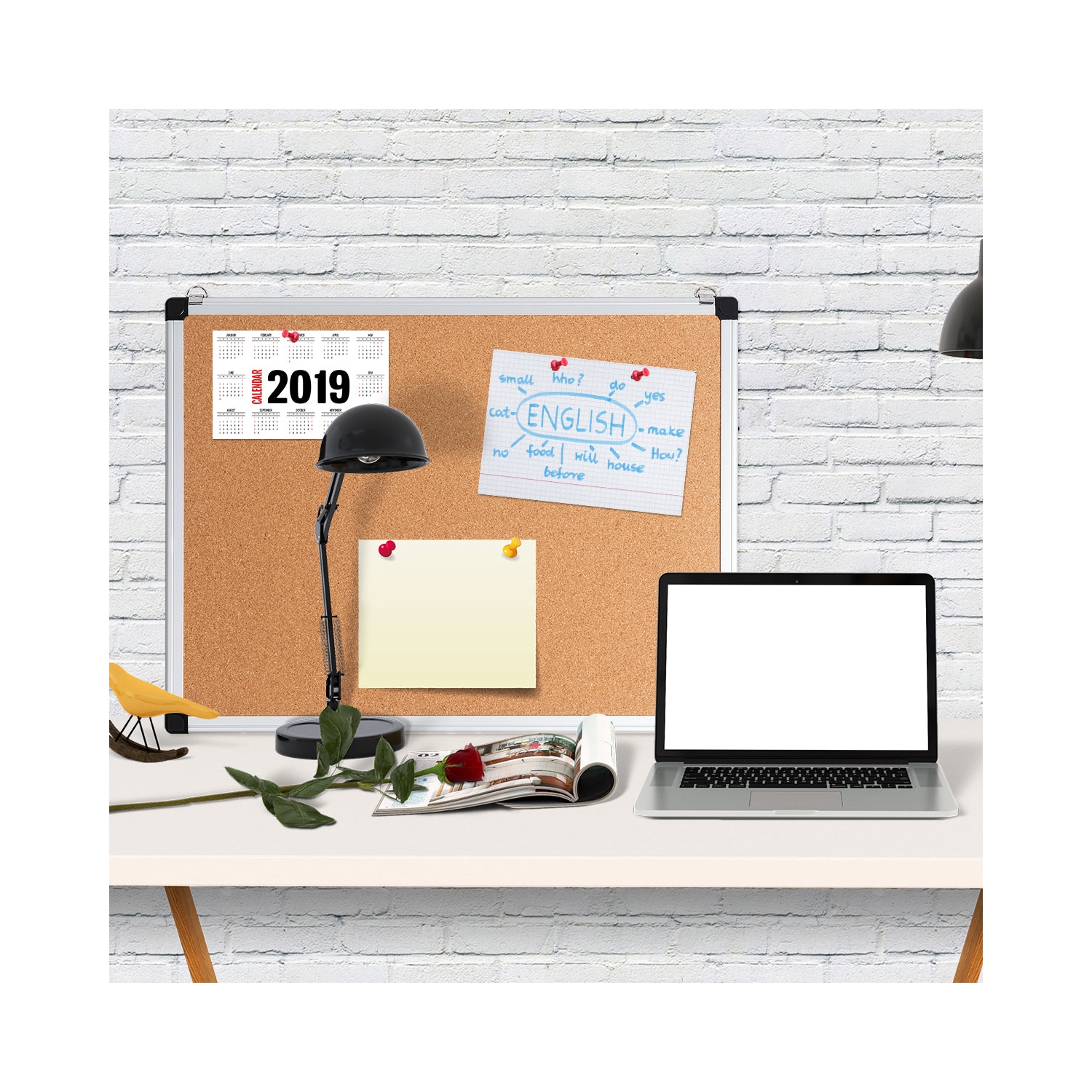 Ensemble de 3 tableaux d’affichage en liège 24 x 18 po de Costway avec cadre en aluminium