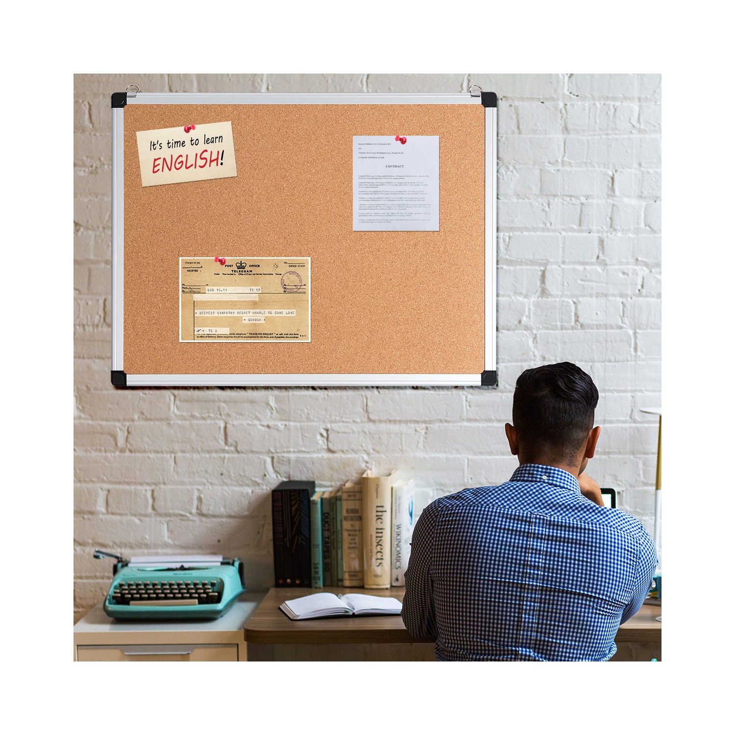 Ensemble de 3 tableaux d’affichage en liège 24 x 18 po de Costway avec cadre en aluminium