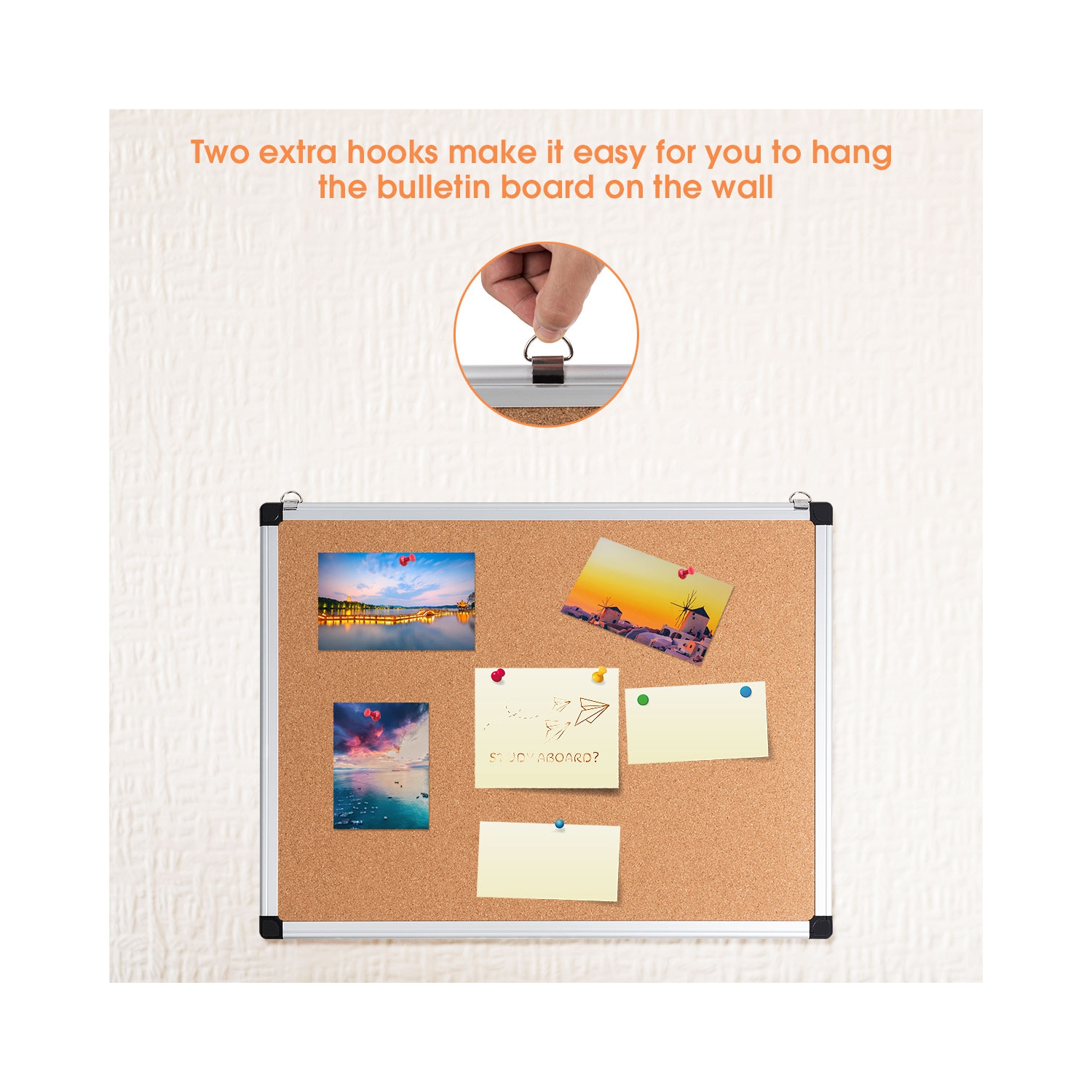 Ensemble de 3 tableaux d’affichage en liège 24 x 18 po de Costway avec cadre en aluminium