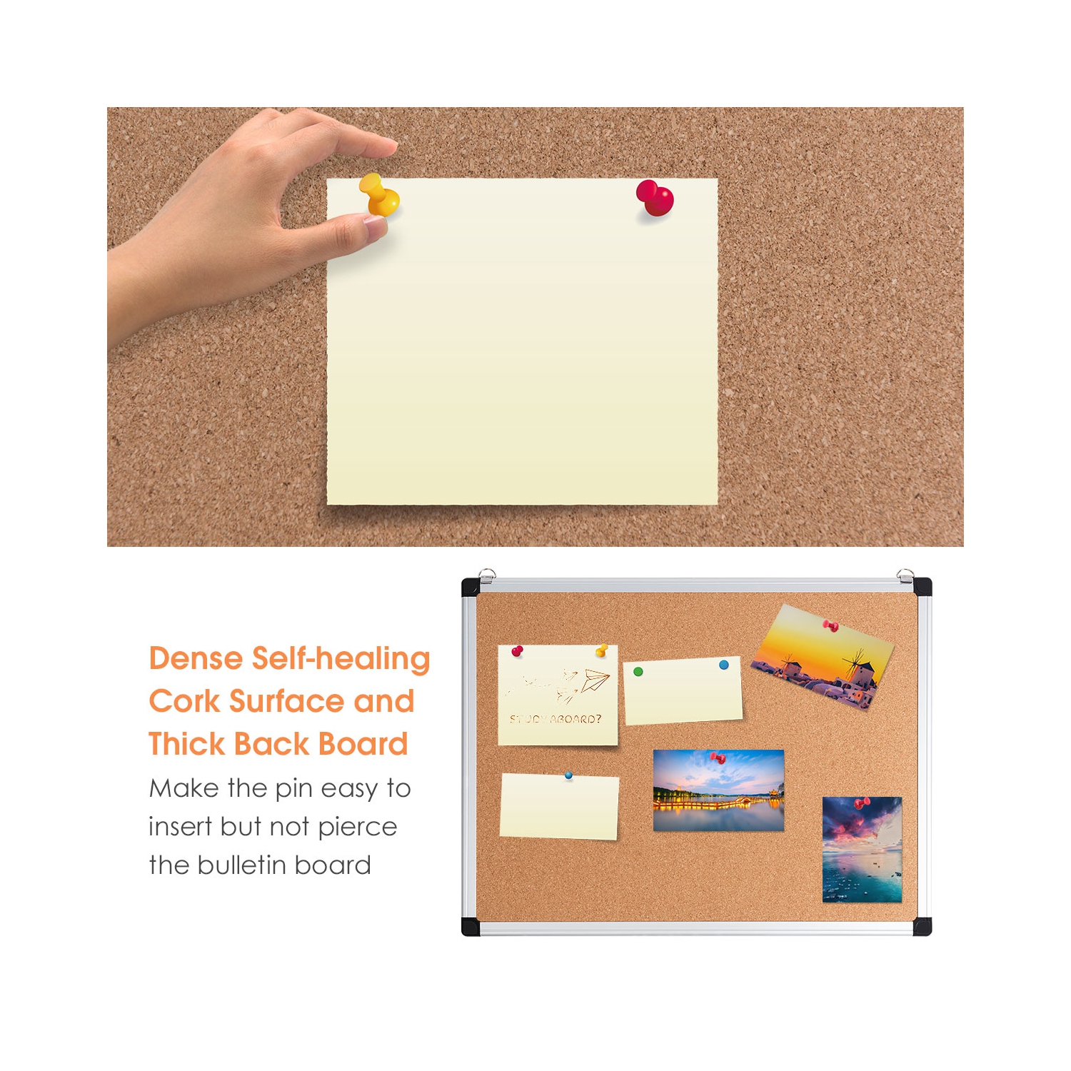 Ensemble de 3 tableaux d’affichage en liège 24 x 18 po de Costway avec cadre en aluminium