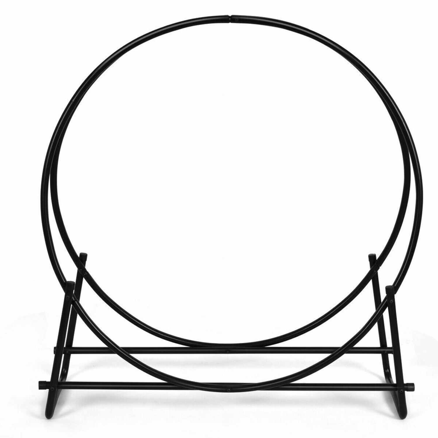 Gymax 40'' Steel Tubular Log Hoop Round Firewood Storage Holder Rack