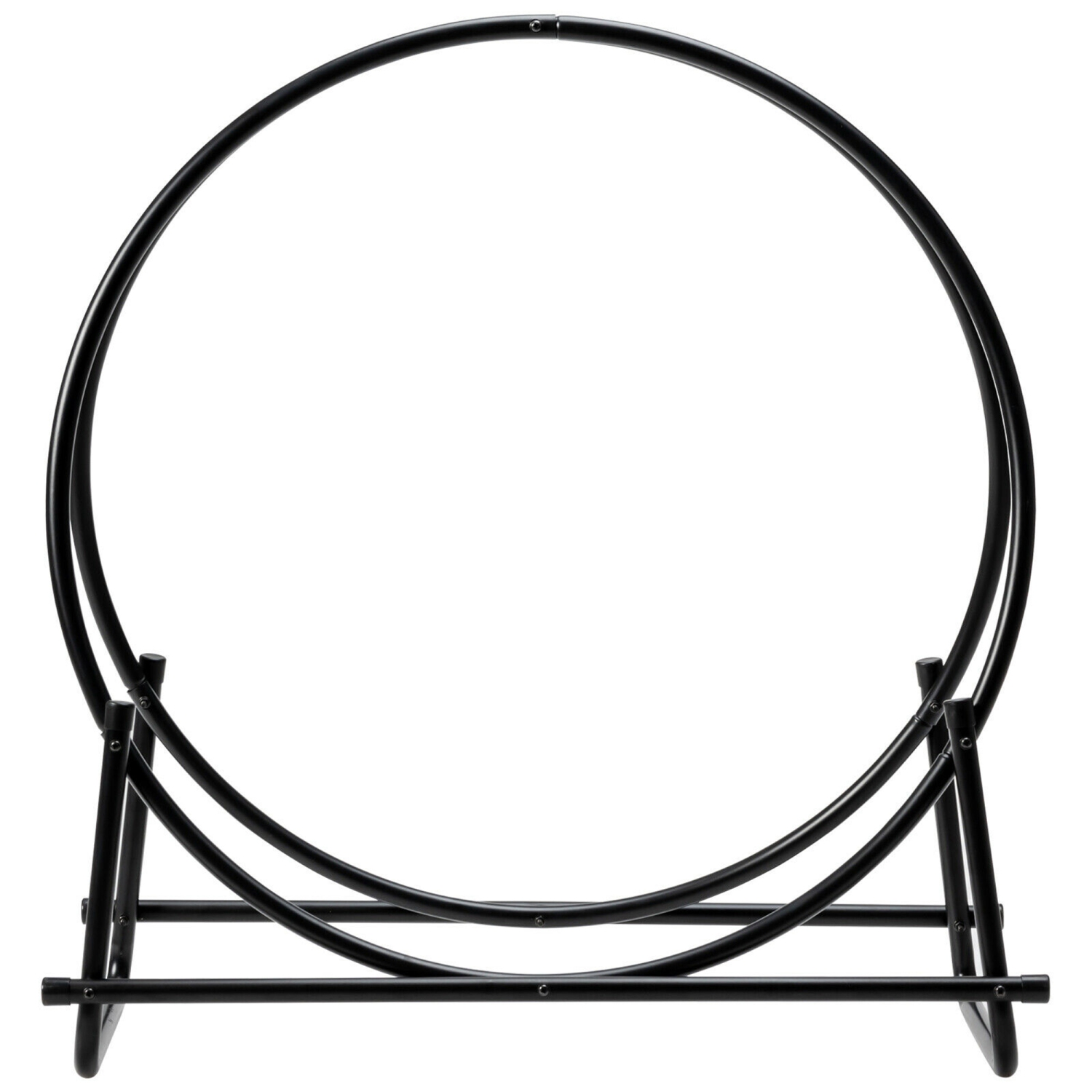 Gymax 30'' Tubular Steel Log Hoop Firewood Storage Rack Holder Round Display