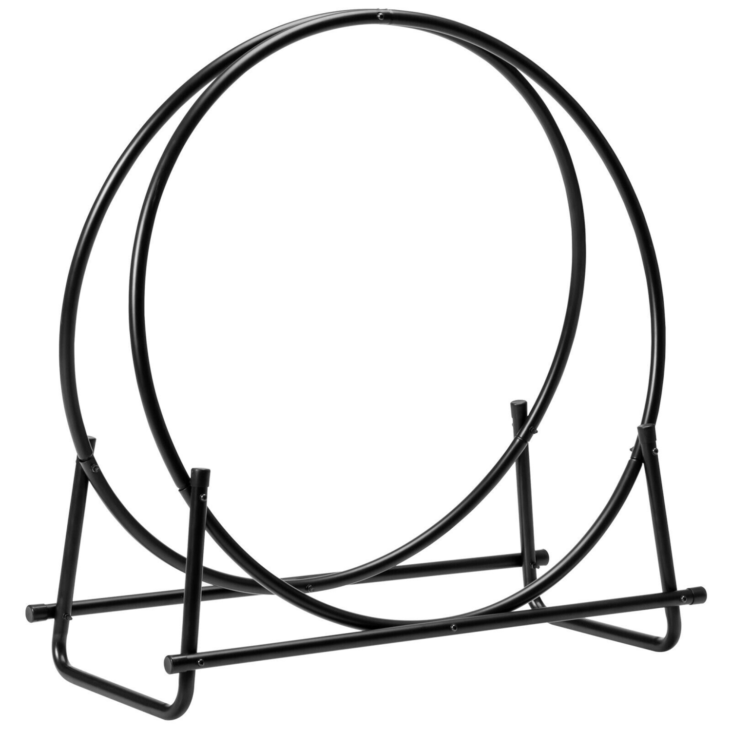 Gymax 30'' Tubular Steel Log Hoop Firewood Storage Rack Holder Round Display