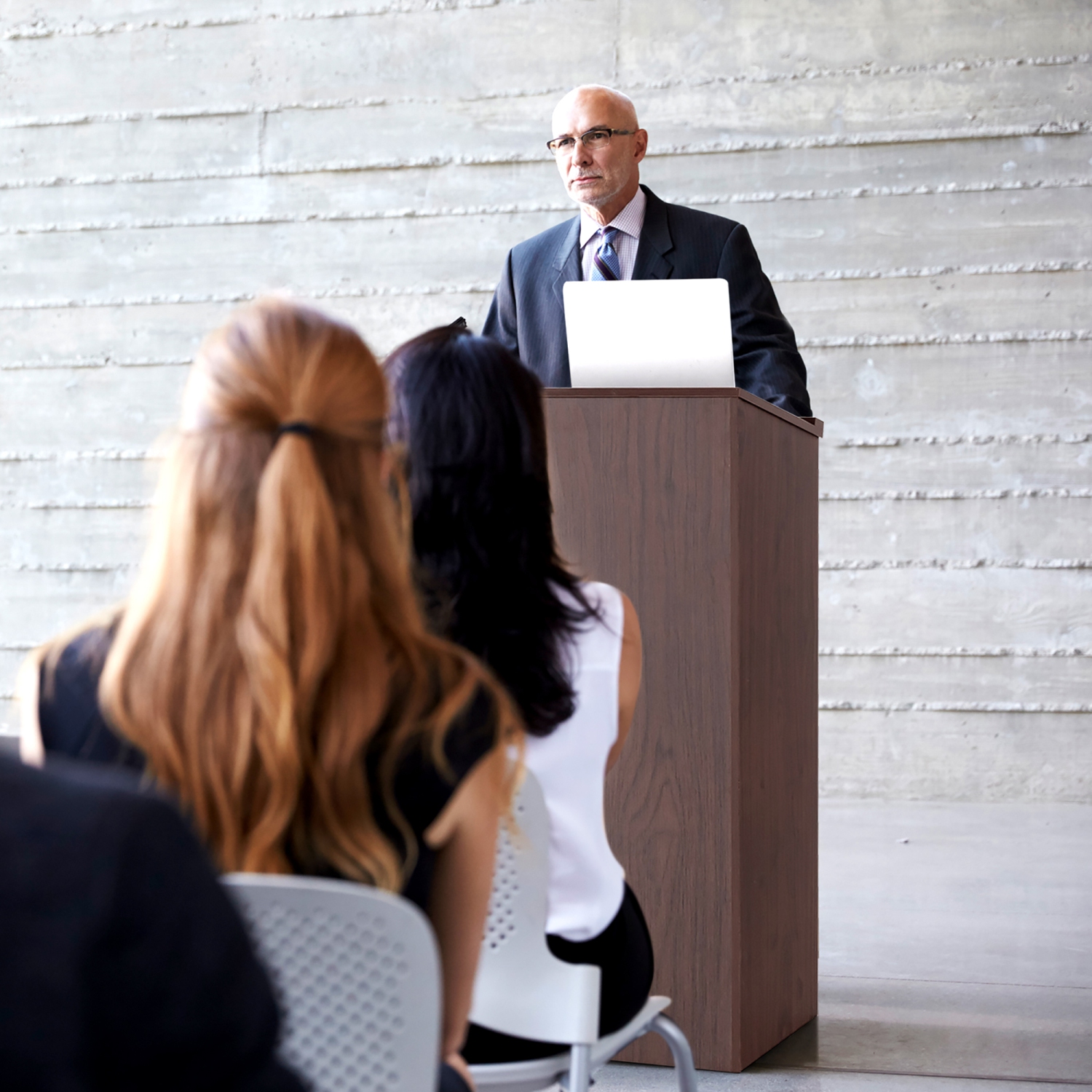 Gymax 46'' Podium Stand Hostess Stand w/ Tilted Desktop & Edge Stopper Pulpits