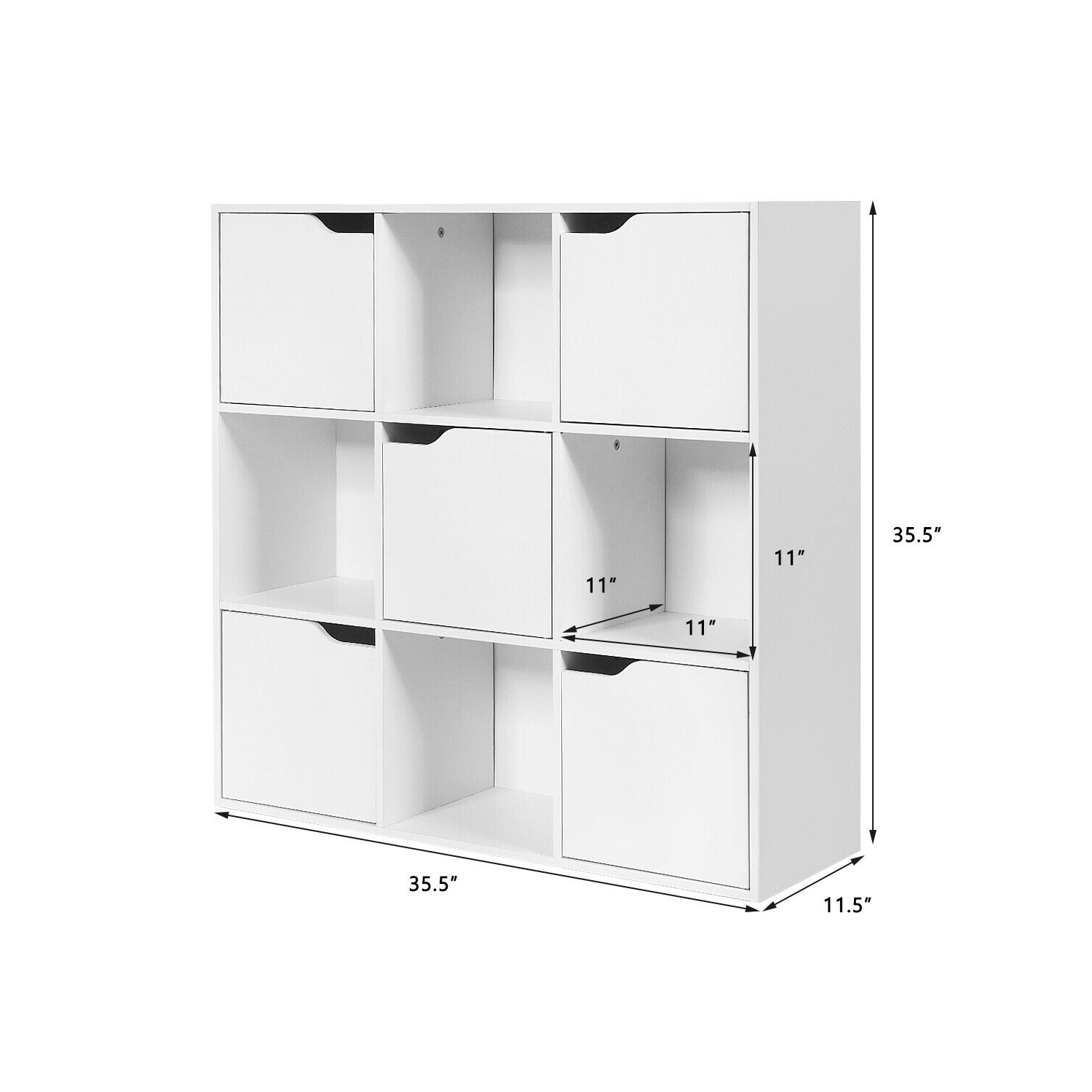 Gymax 9 Cube Bookcase Cabinet Wood Bookcase Storage Shelves Room Divider Organization
