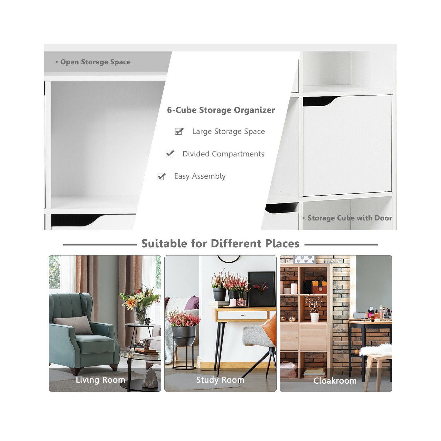 Gymax 9 Cube Bookcase Cabinet Wood Bookcase Storage Shelves Room Divider Organization