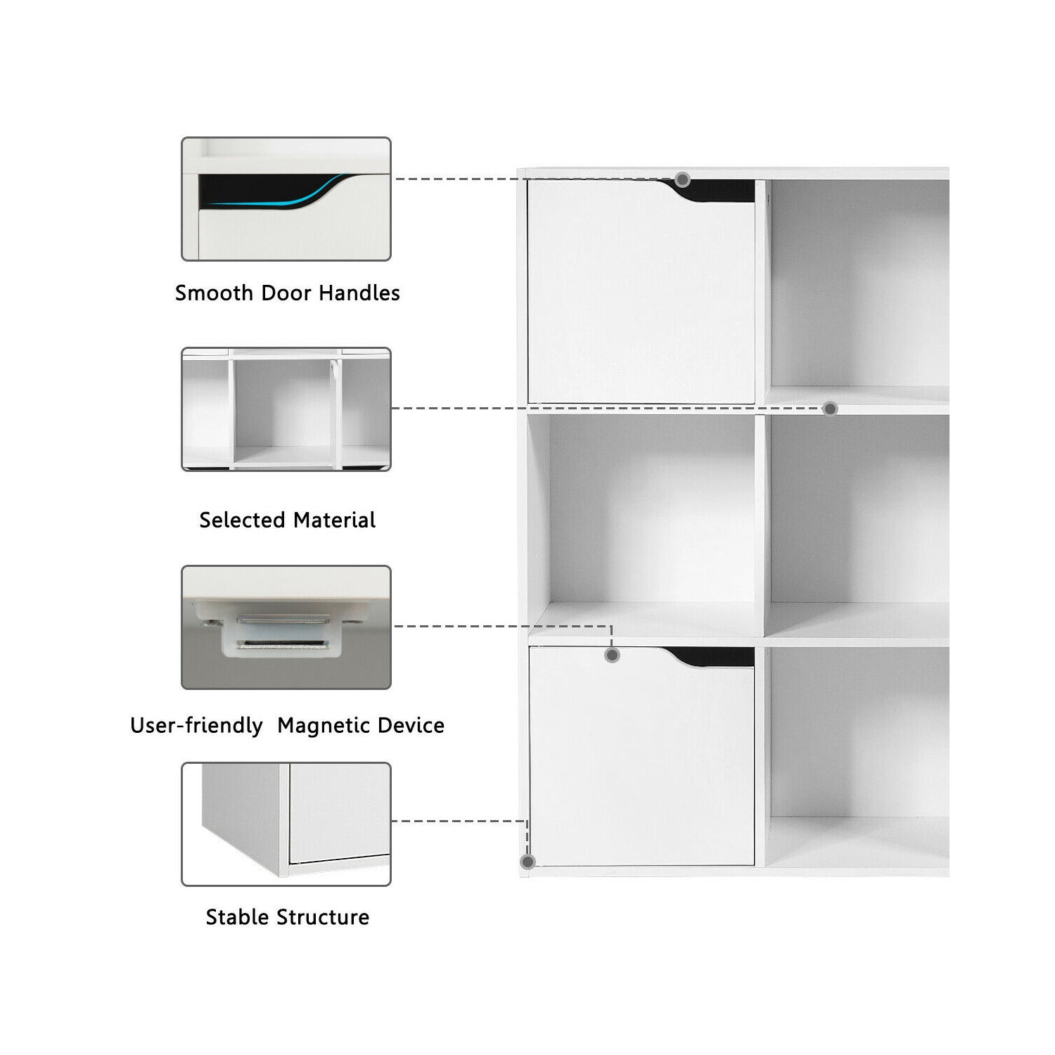 Gymax 9 Cube Bookcase Cabinet Wood Bookcase Storage Shelves Room Divider Organization