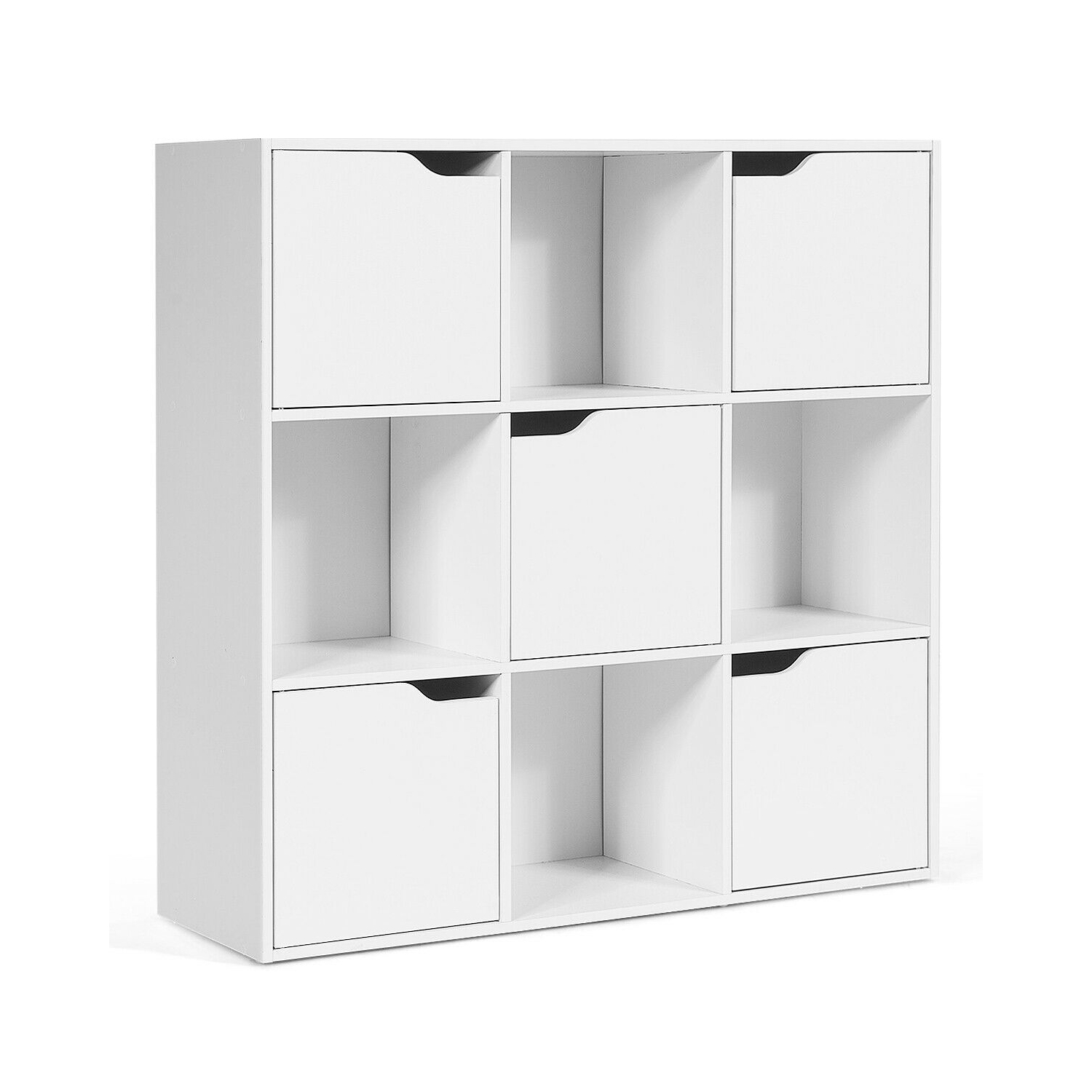 Gymax 9 Cube Bookcase Cabinet Wood Bookcase Storage Shelves Room Divider Organization