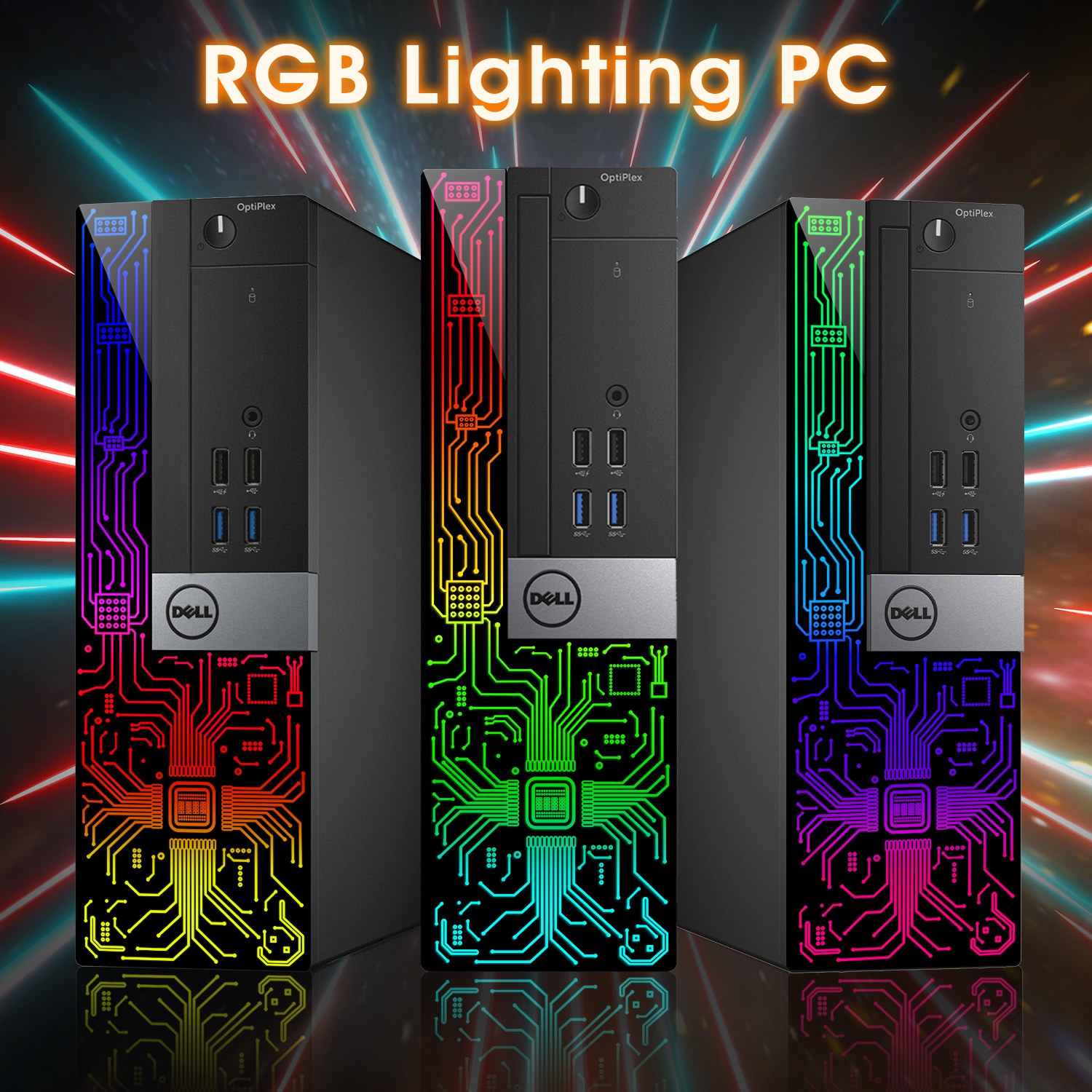 Refurbished - Custom Built RGB Lights Gaming PC - Dell OptiPlex Desktop Computer Intel Core i5 6500 NVIDIA GeForce GT 1030 2GB 16GB RAM 1TB SSD Win