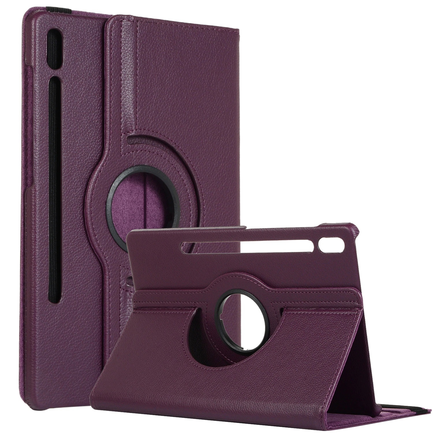 【CSmart】 Rotating PU Leather Stand Case Smart Cover for Samsung Galaxy Tab S7 Plus / S8 Plus 2022 12.4", T970 / X800, Purple