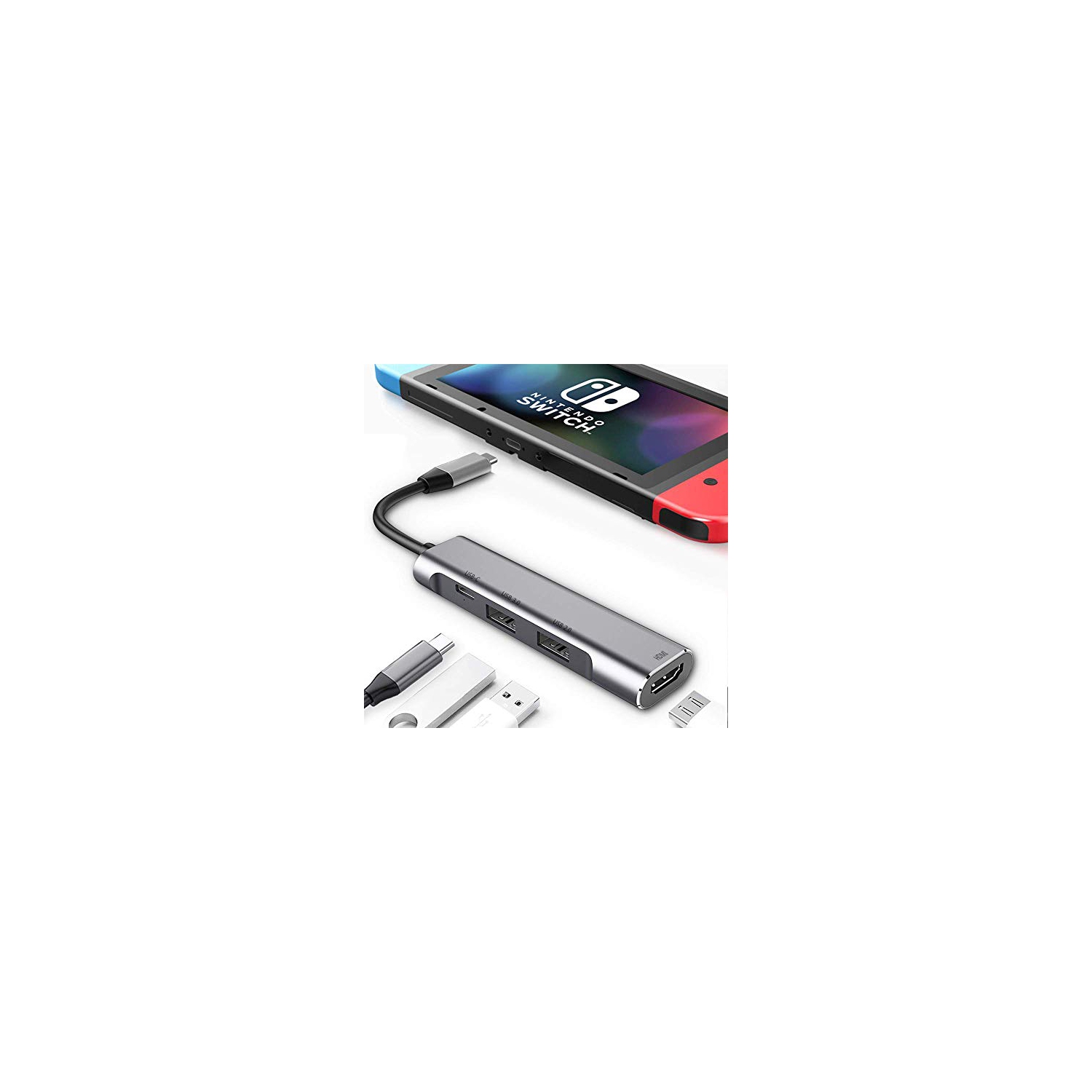 RREAKA USB Type C to HDMI Digital AV Multiport Hub, USB-C (USB3.1) Adapter PD Charger for Nintendo Switch,Portable 4K ...