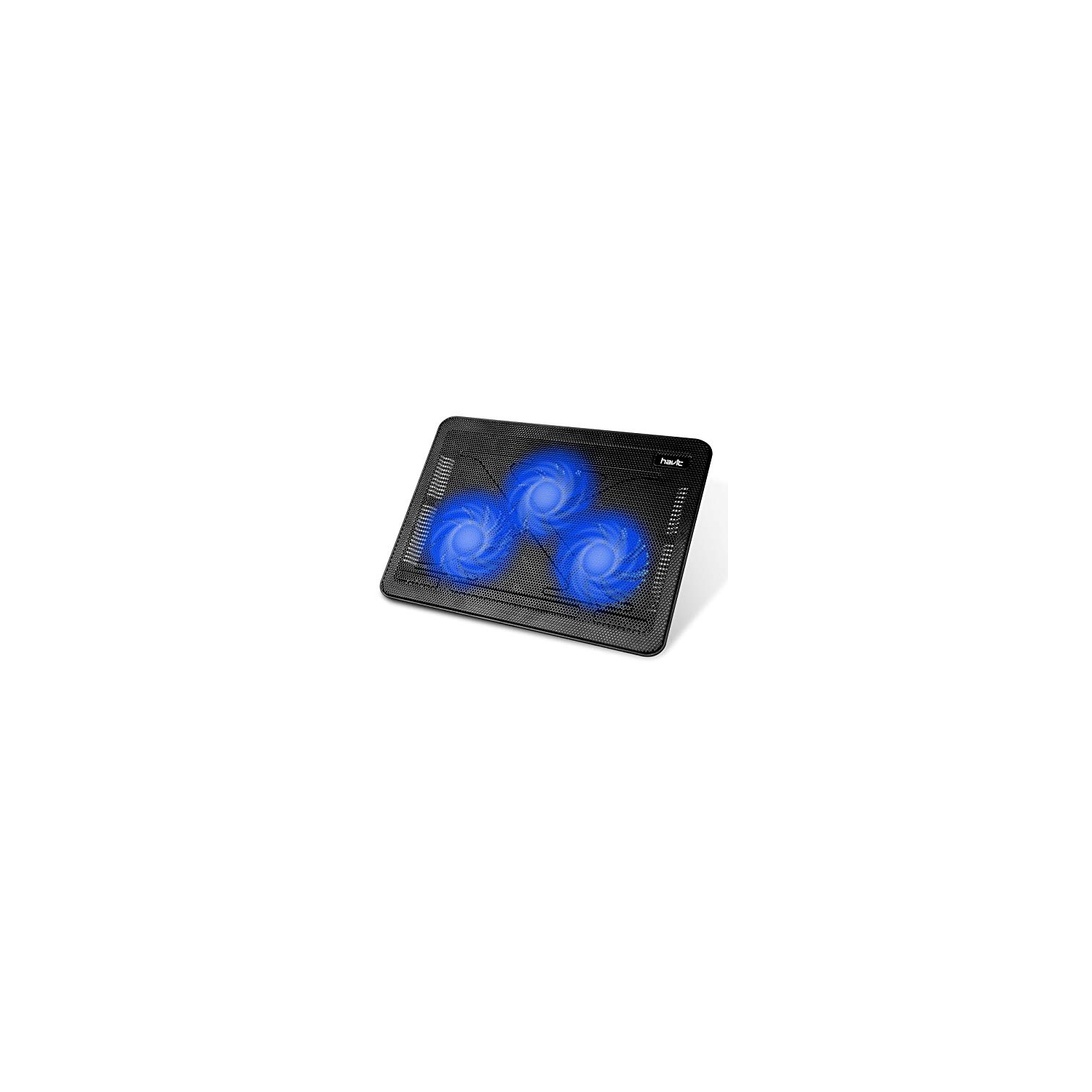 havit HV-F2056 15.6"-17" Laptop Cooler Cooling Pad - Slim Portable USB Powered (3 Fans), Black/Blue