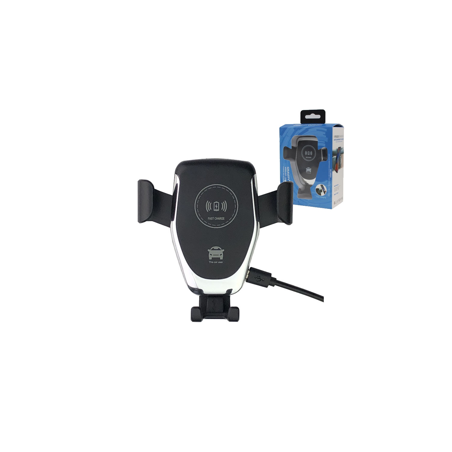 Chargeur d’auto sans fil de 15 W, support de téléphone Qi à recharge rapide pour l’auto de Quntis, support de téléphone sans fil à rotation de 360°