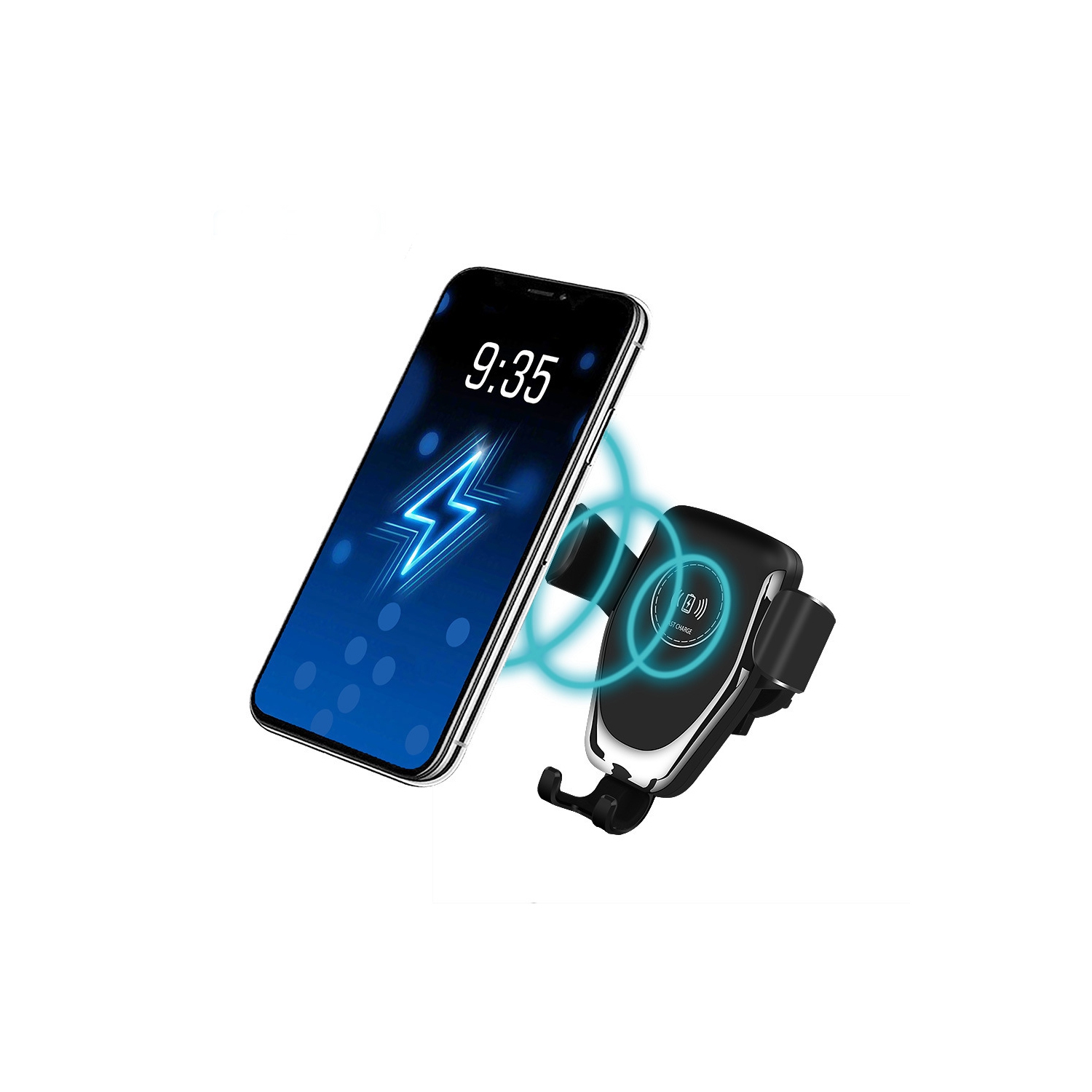 Chargeur d’auto sans fil de 15 W, support de téléphone Qi à recharge rapide pour l’auto de Quntis, support de téléphone sans fil à rotation de 360°
