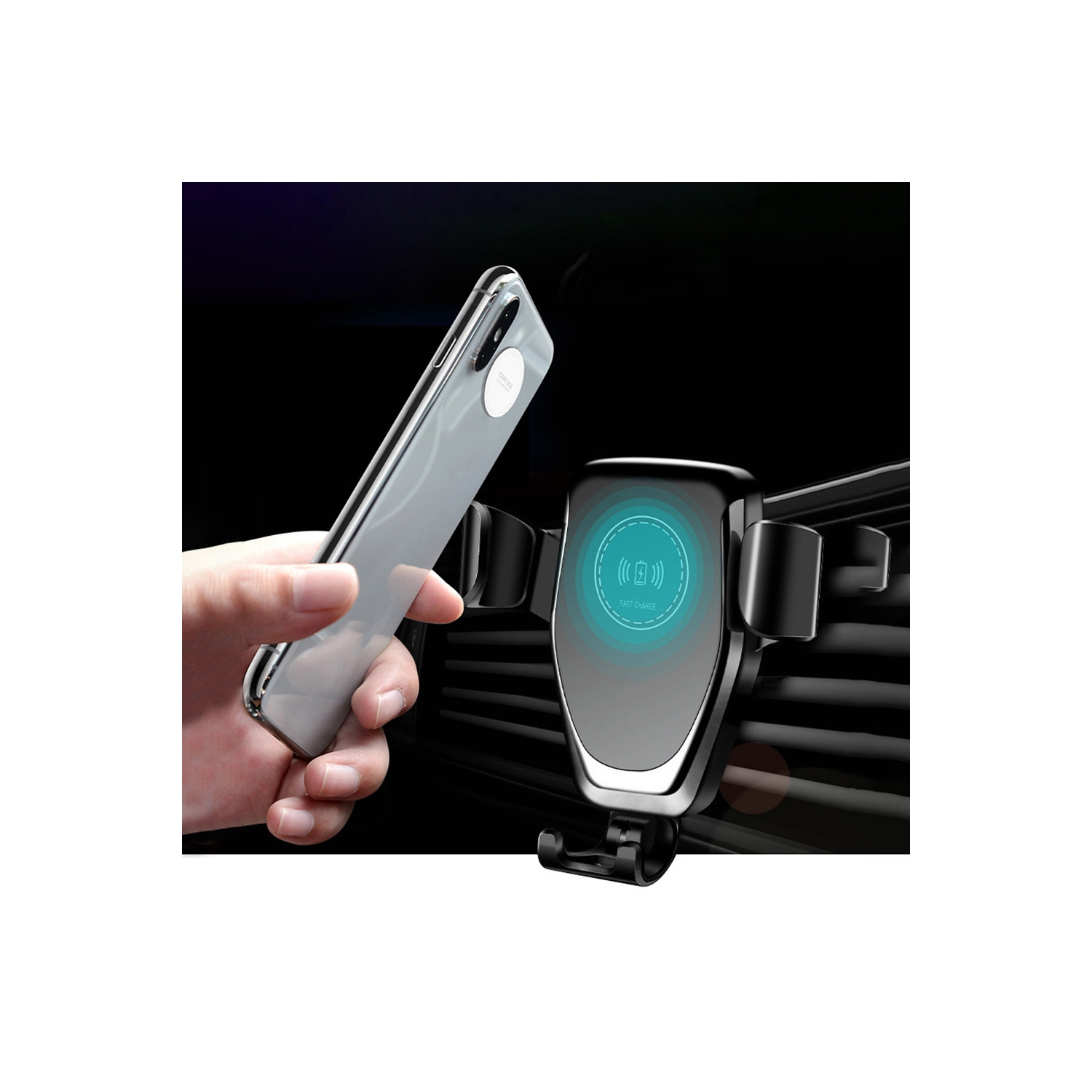 Chargeur d’auto sans fil de 15 W, support de téléphone Qi à recharge rapide pour l’auto de Quntis, support de téléphone sans fil à rotation de 360°