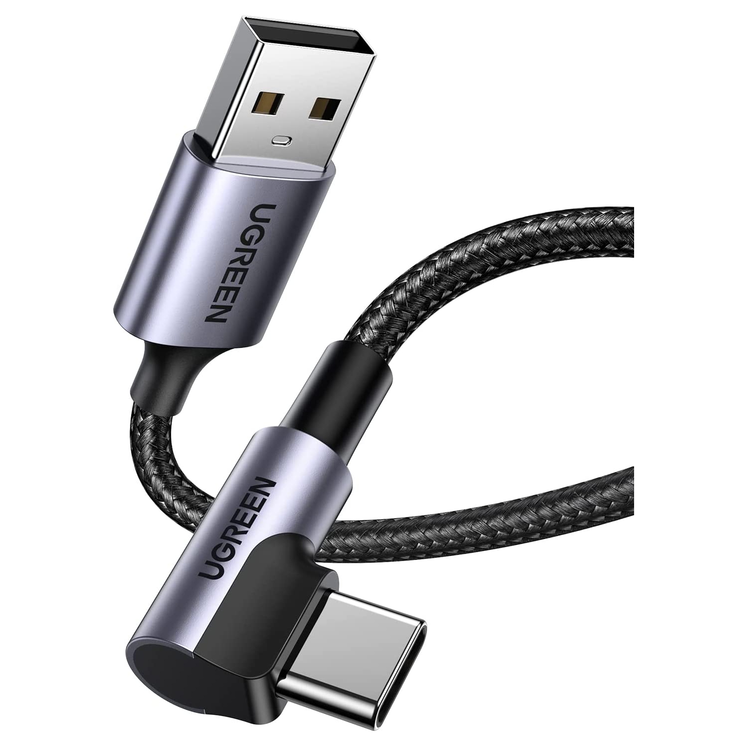 Câble USB-C Câble de chargement rapide USB-C à angle droit de 90 degrés câble USB à USB-C tressé en nylon compatible avec la manette PS5, Samsung