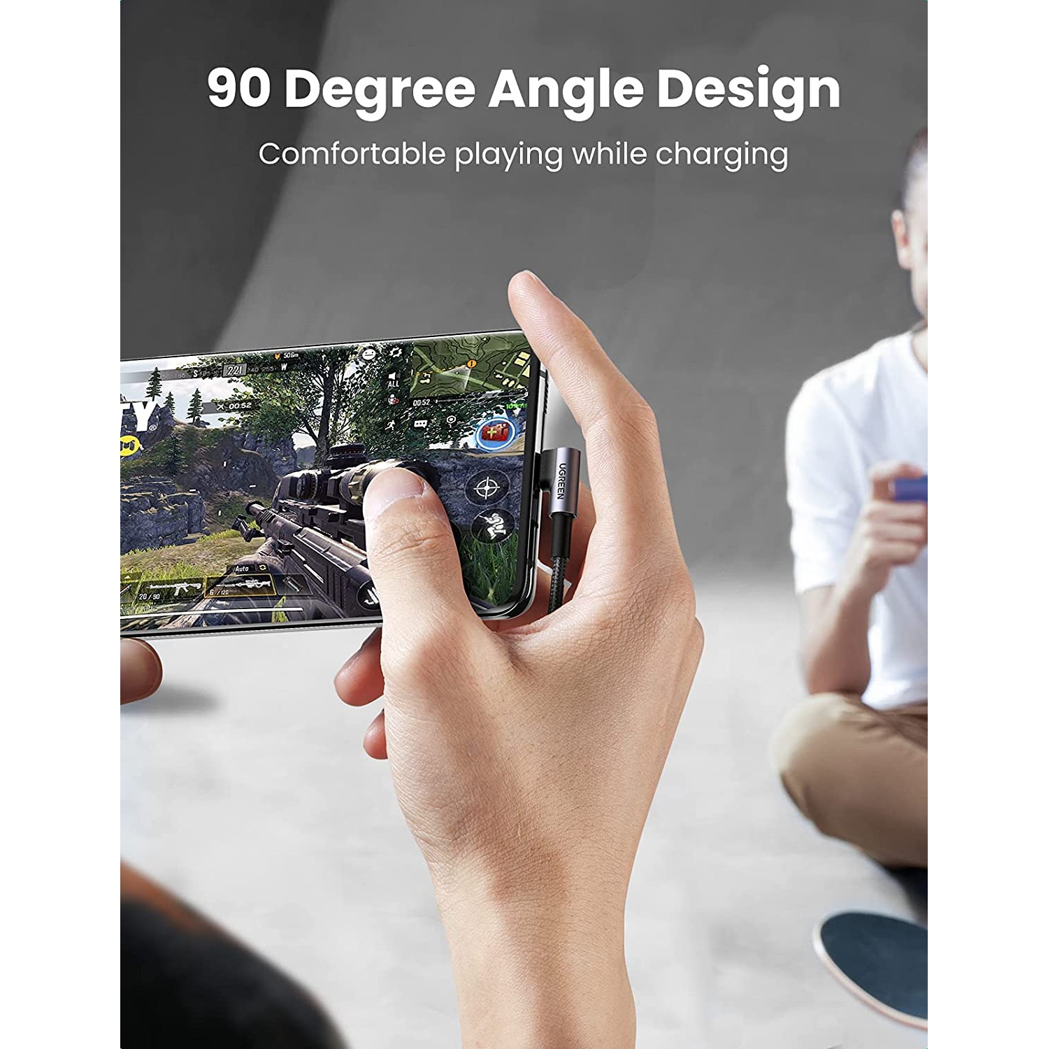 Câble USB-C Câble de chargement rapide USB-C à angle droit de 90 degrés câble USB à USB-C tressé en nylon compatible avec la manette PS5, Samsung