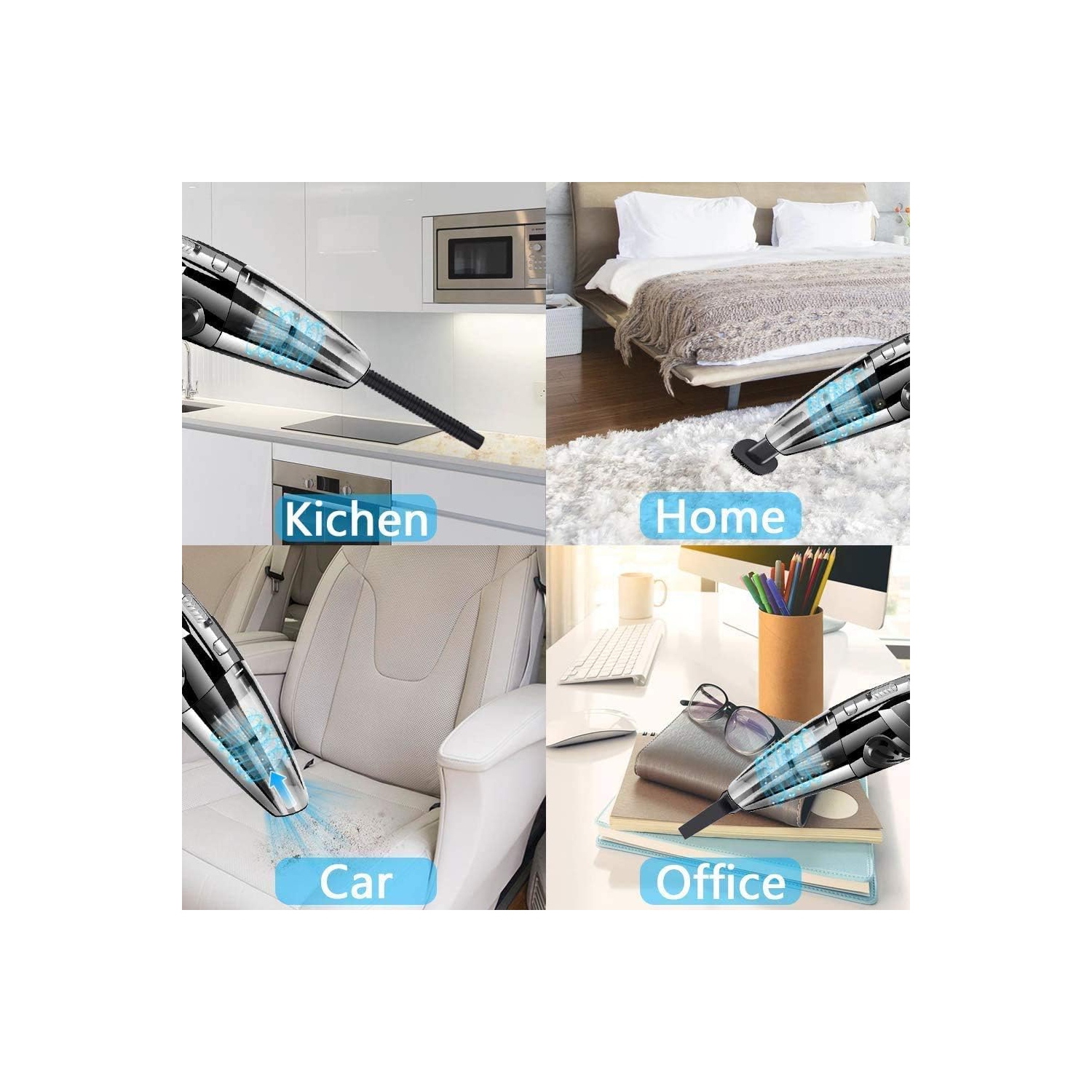 Aspirateur à main sans fil, Mini aspirateur portatif pour voiture à sec, 120&nbsp;W d'aspiration PUISSANTE rechargeable pour les poils d'animaux,